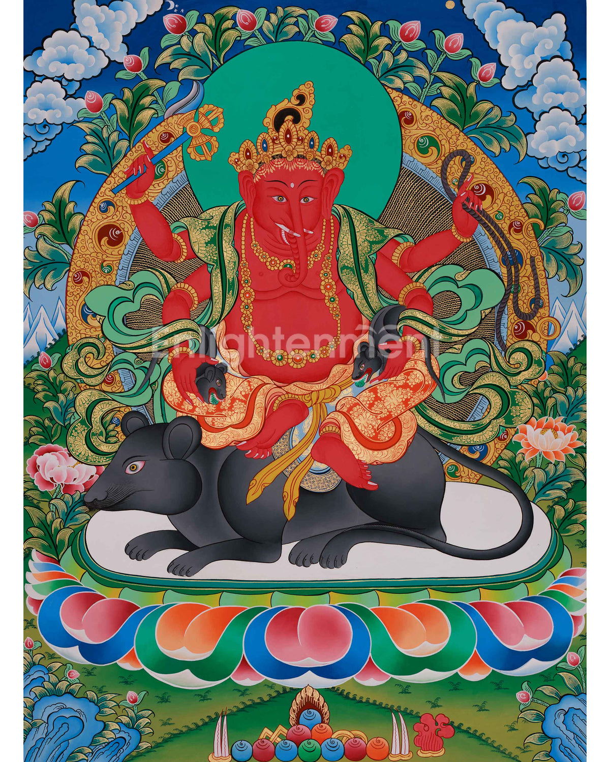 Ganesha Thangka | A Sacred Depiction of the Remover of Obstacles and Lord of Wisdom