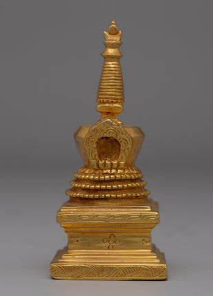 Gold-Plated Buddhist Stupa Set | Symbol of Enlightenment