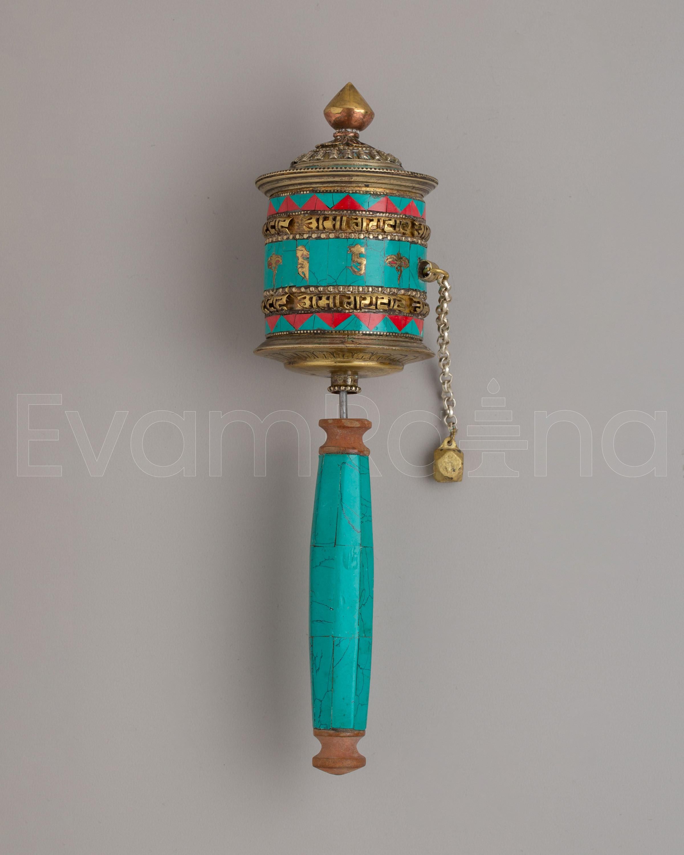 Spiritual Healing Prayer Wheel | Handcrafted with Brass and Gemstones