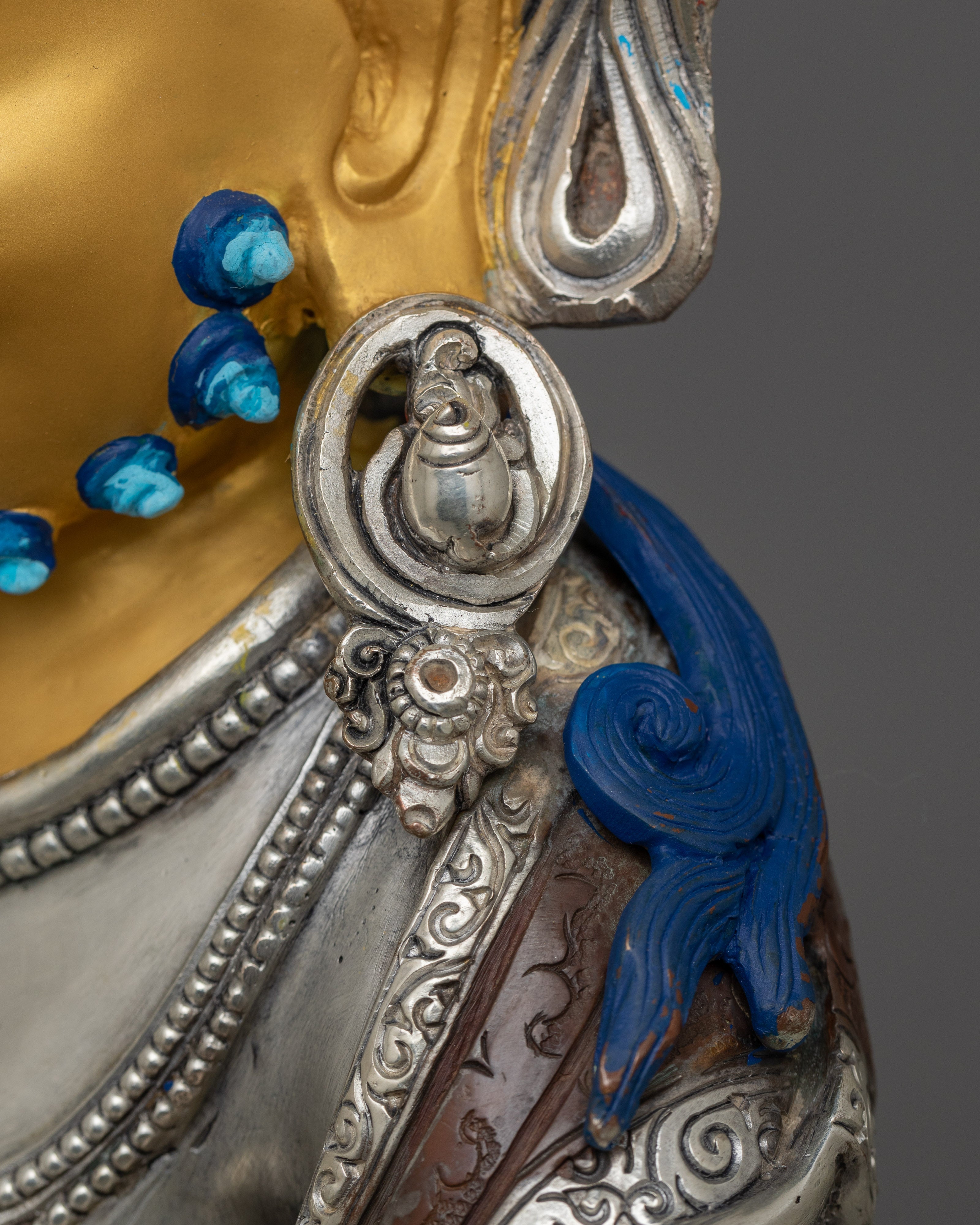 Silver Plated Dzambhala Statue | The Deity of Wealth and Abundance