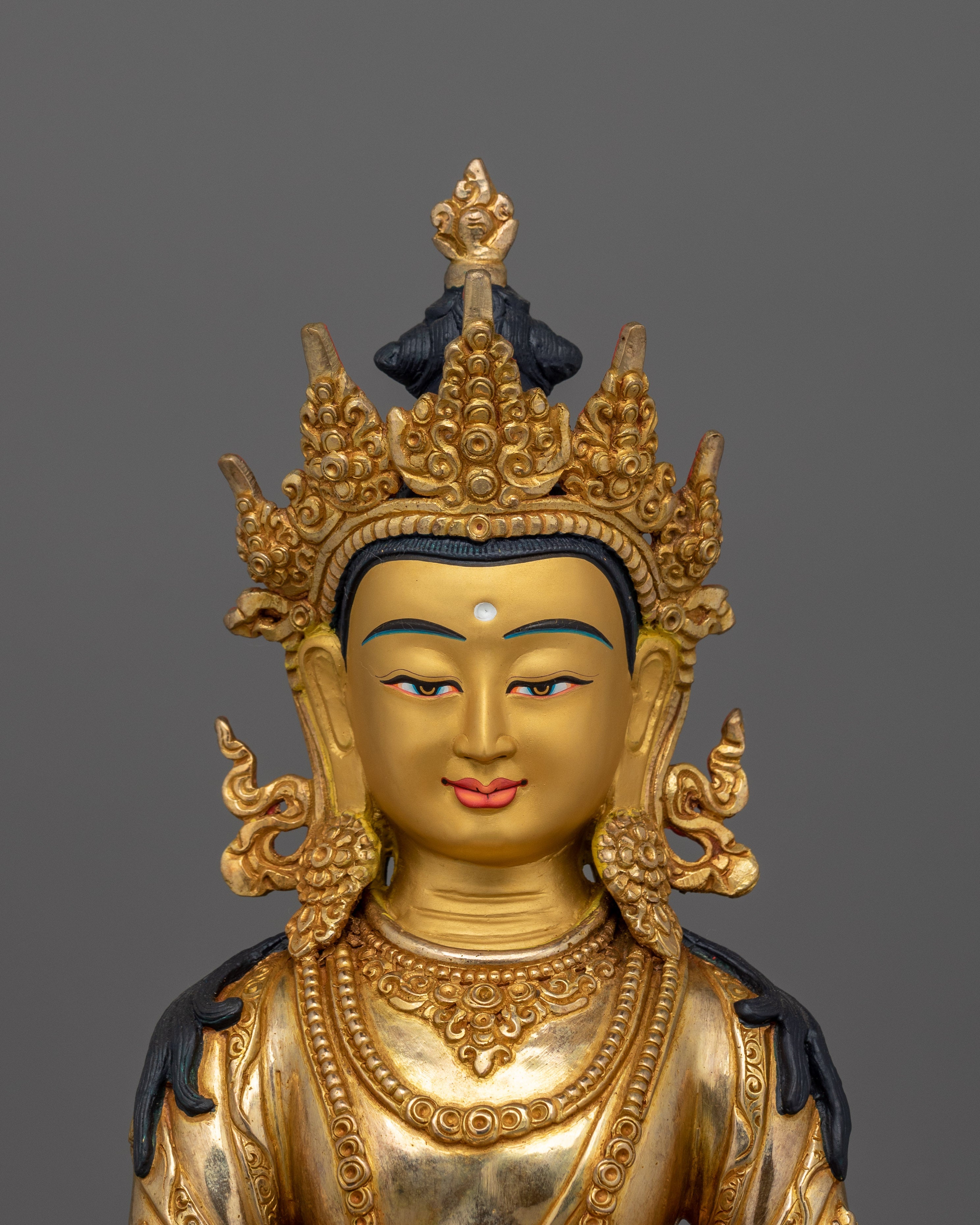 Handcrafted Copper Mitrugpa Buddha Figurine | Sculpture for Spiritual and Meditation Decor