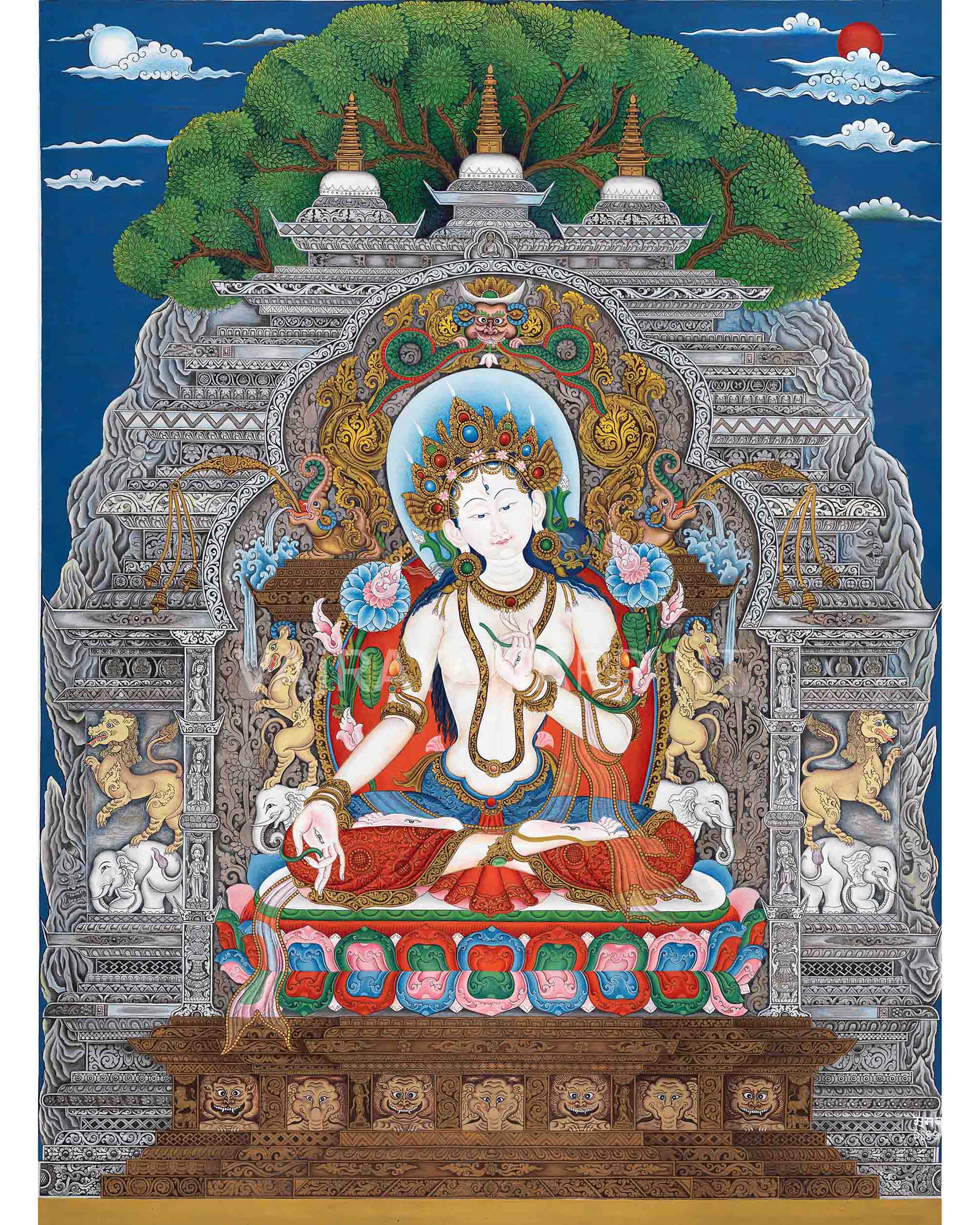White Tara Thangka Print 