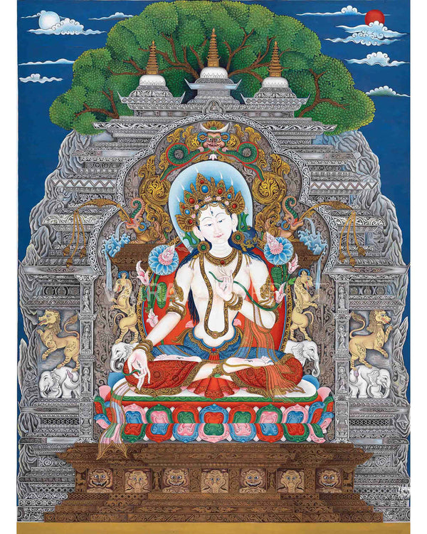 White Tara Thangka Print 