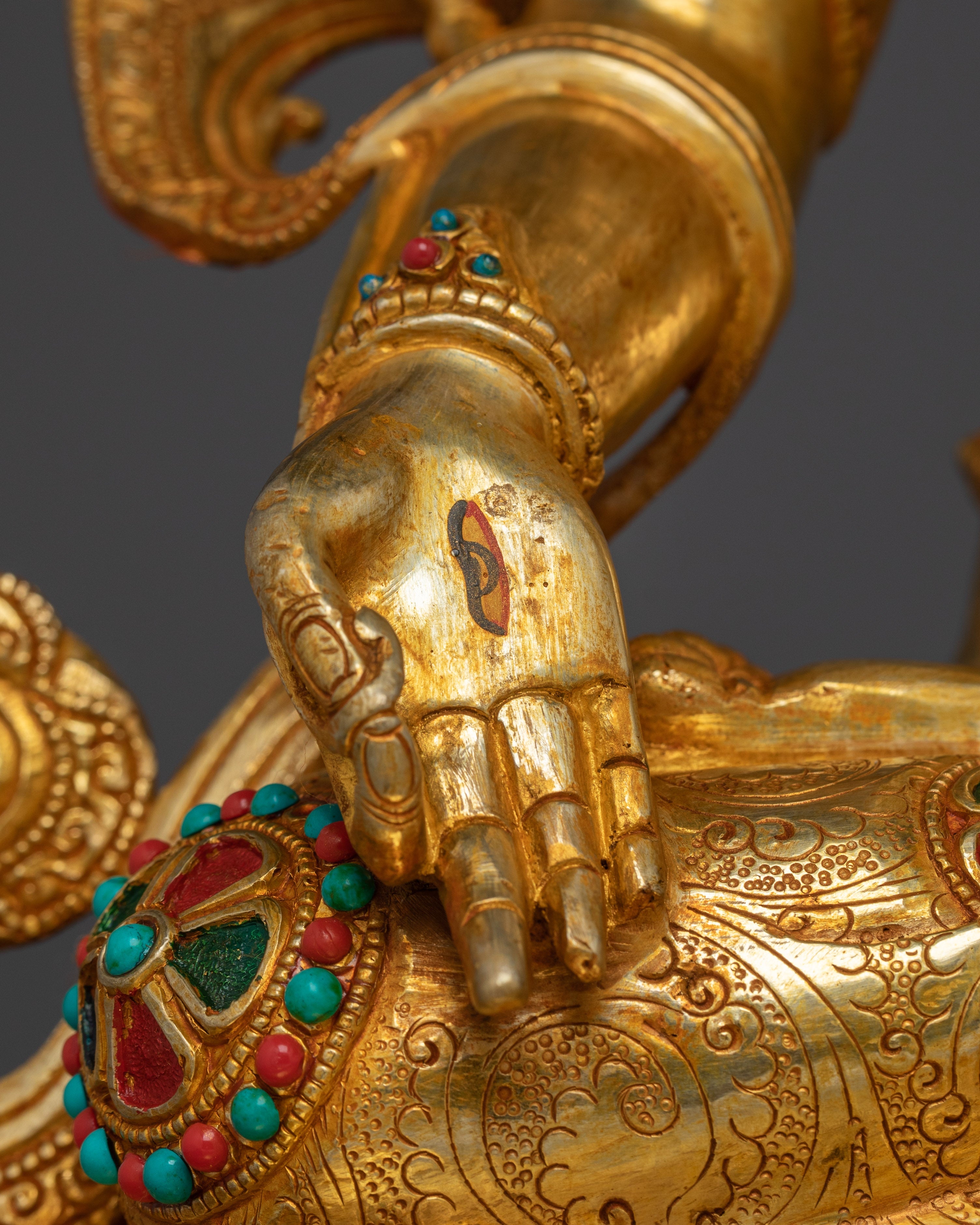 Handcrafted White Tara with Gemstones | Copper Sculpture of Healing & Longevity