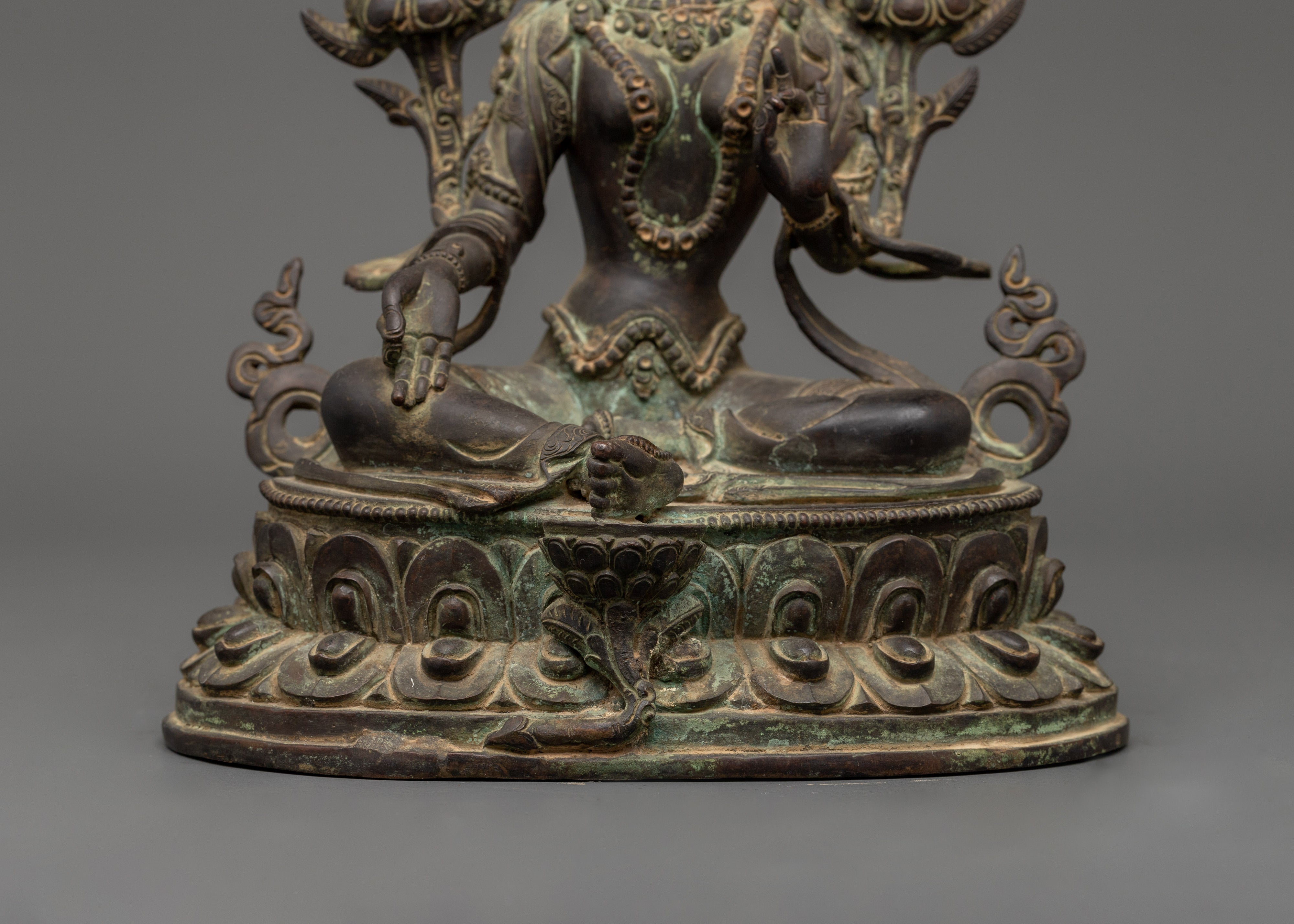 Green Tara Antique Statue | Handcrafted Copper Goddess