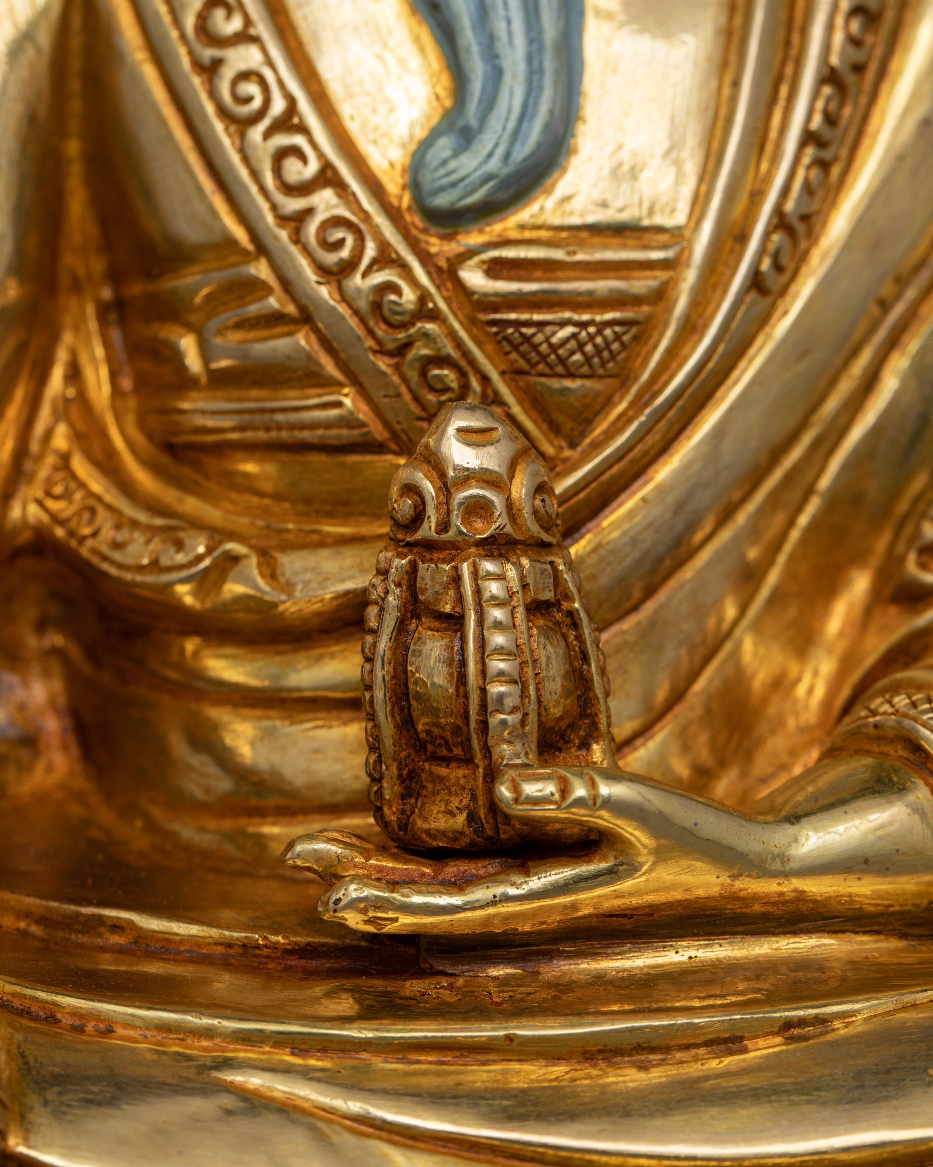 Gold Gilded Guru Shapdum Statue | Tribute to a Spiritual Luminary