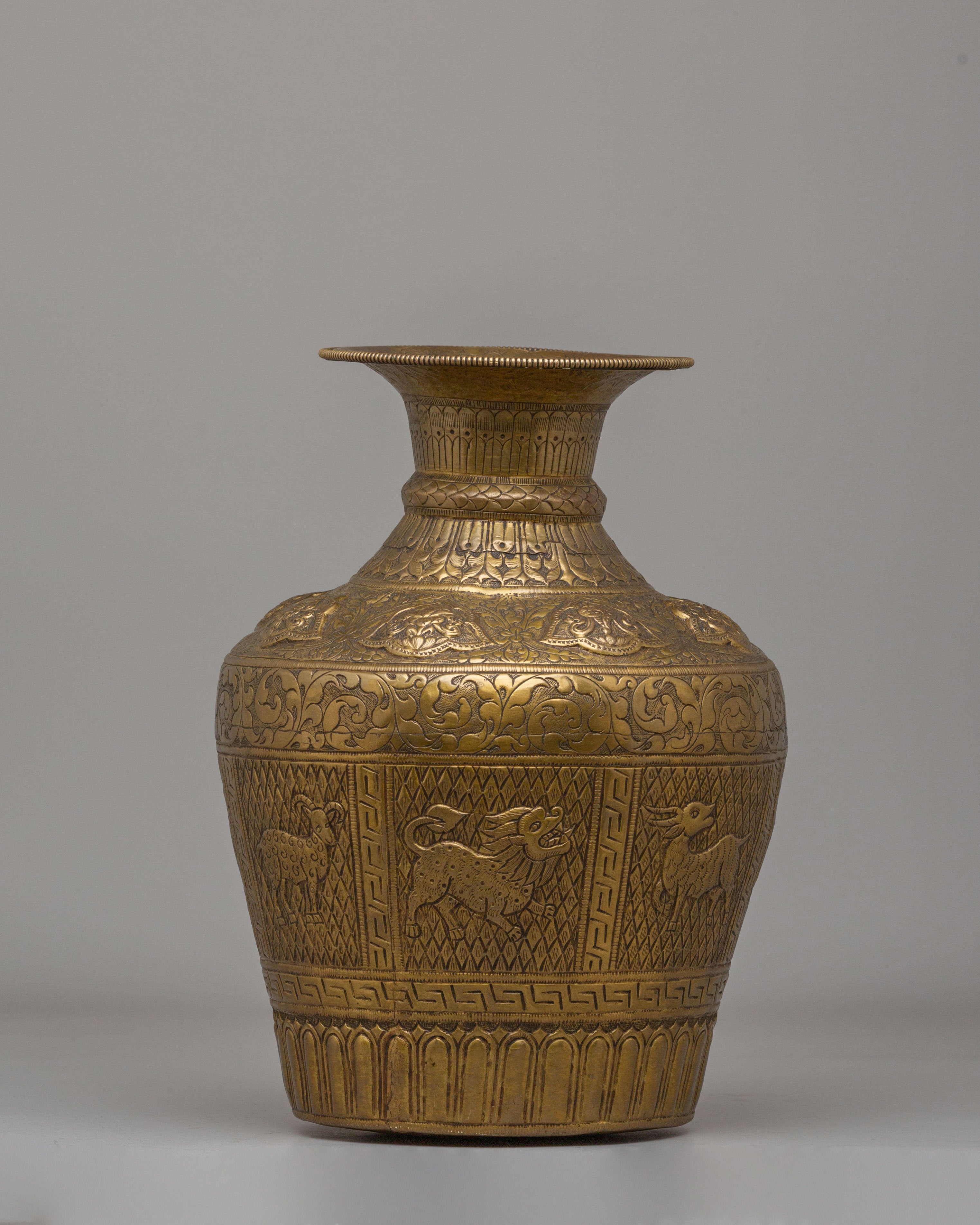 Decorative Himalayan Vase | Handcrafted Brass Tibetan Vessel