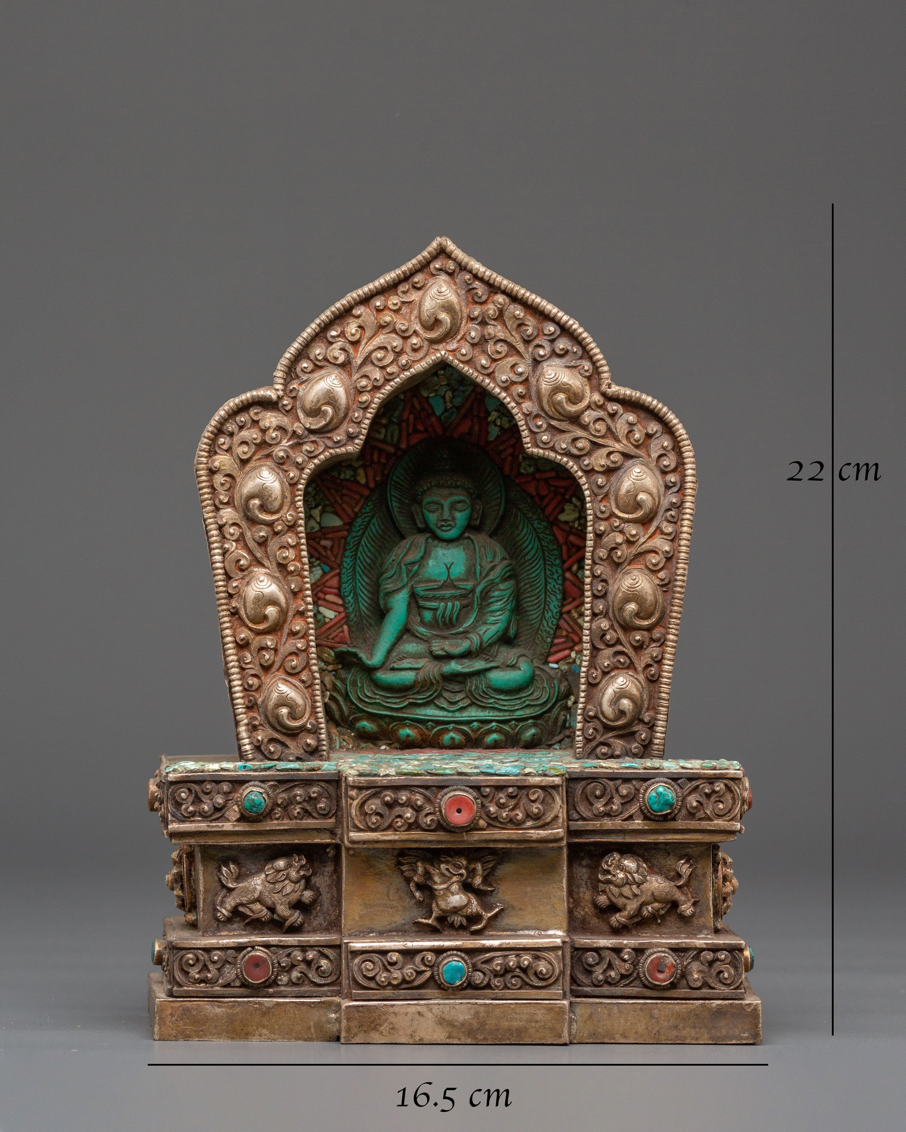 Tibetan Ghau Box with Buddha Sculpture | Handmade Relic Box for Spiritual Collectibles