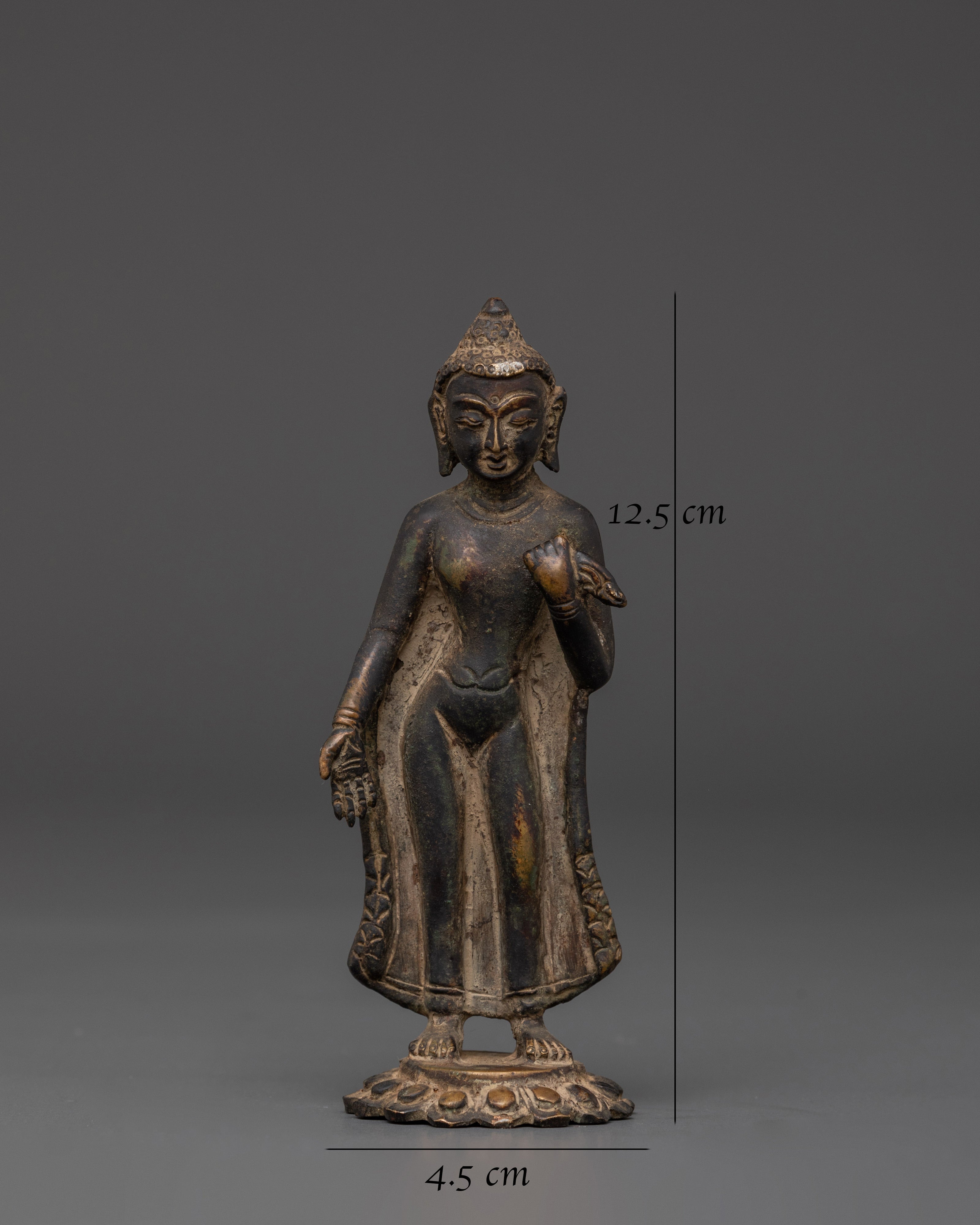 Handmade Dipankara Buddha Figurine | Copper Statue with Antique Finish