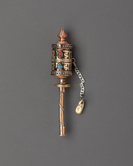buddhist-mantra-wheel-with-turquoise-inlay