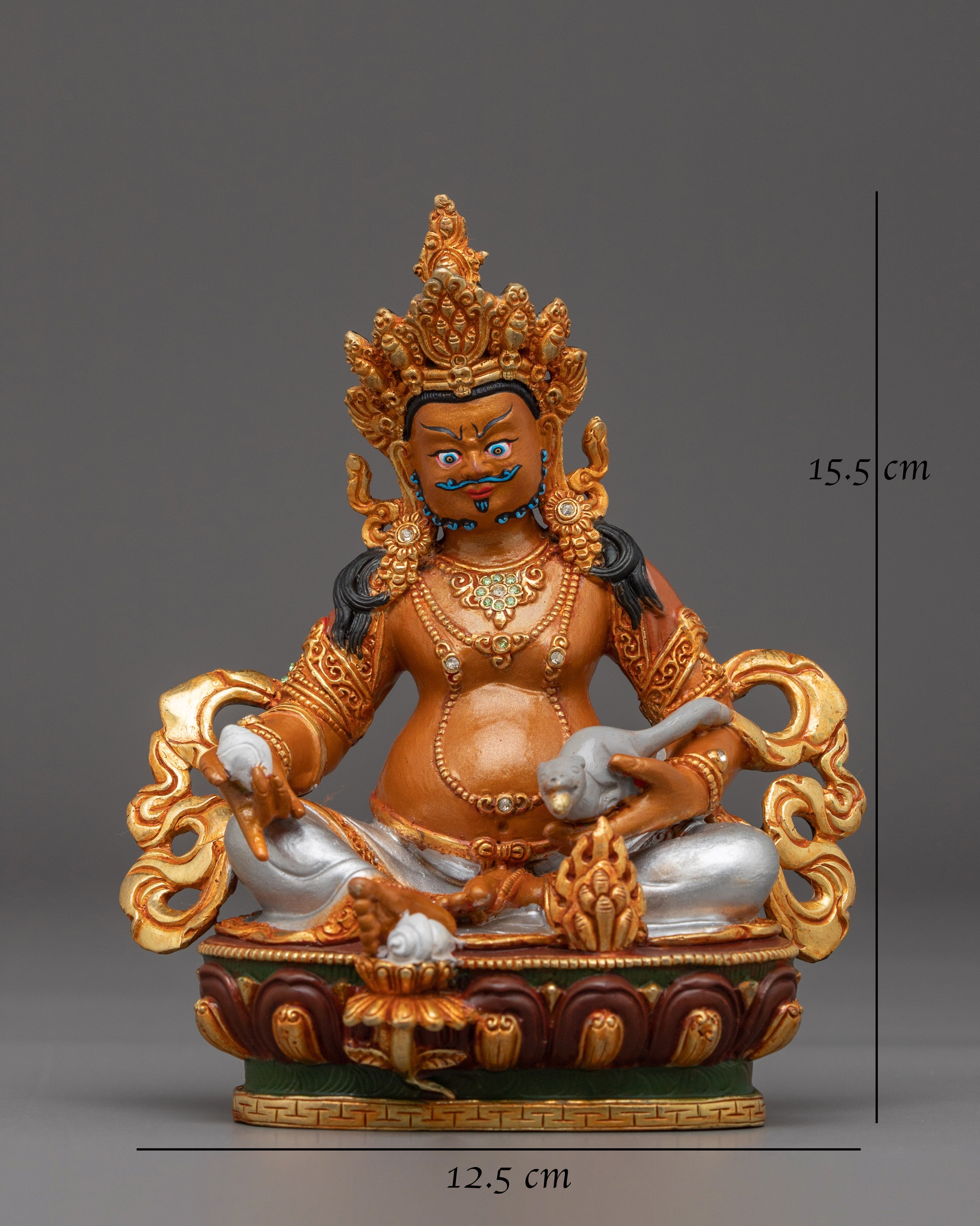 Copper Gold Plated Dzambhala Statue | Wealth Deity Sculpture