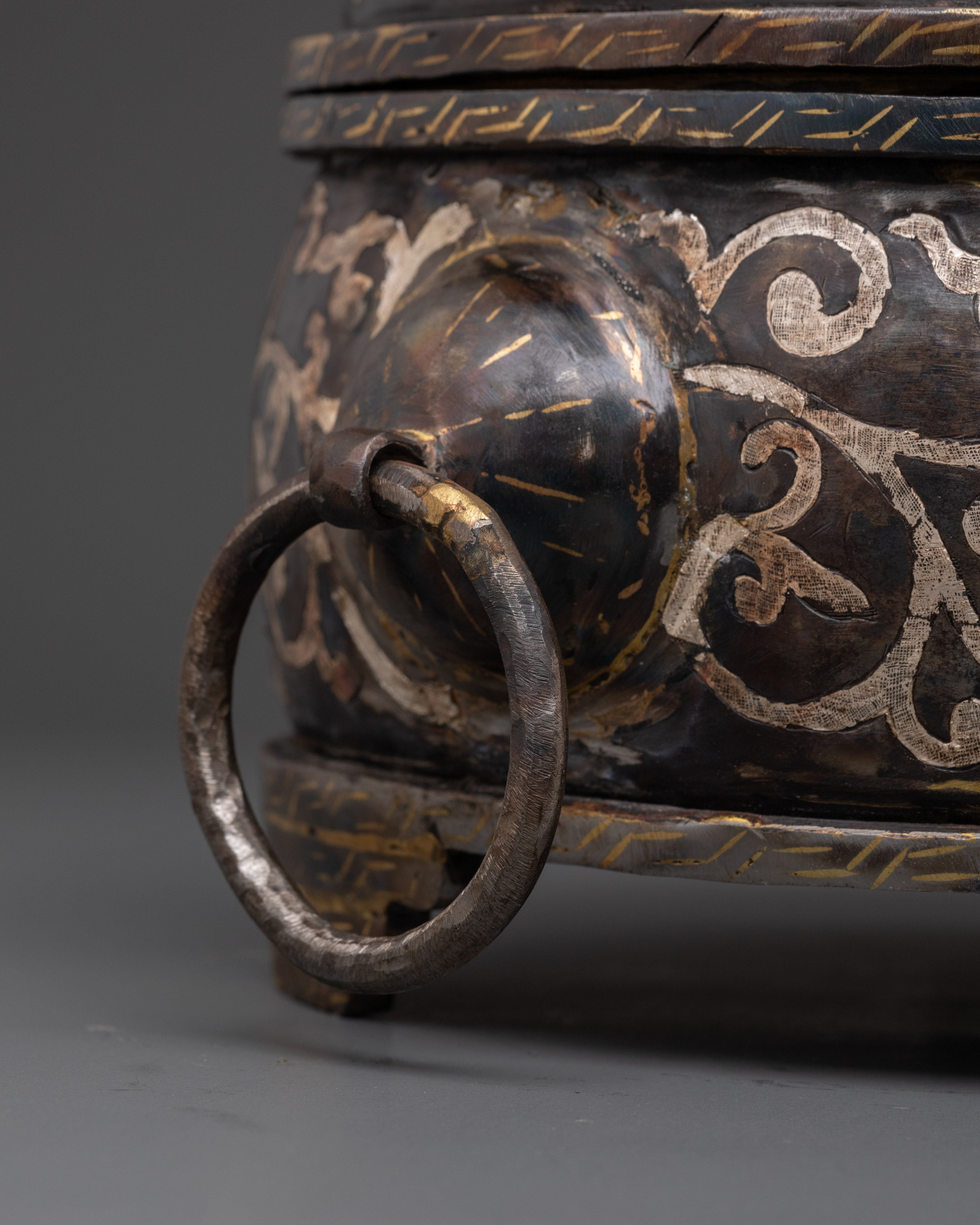 Rice Carry Pot with Silver Inlaid | Traditional Decorative Piece