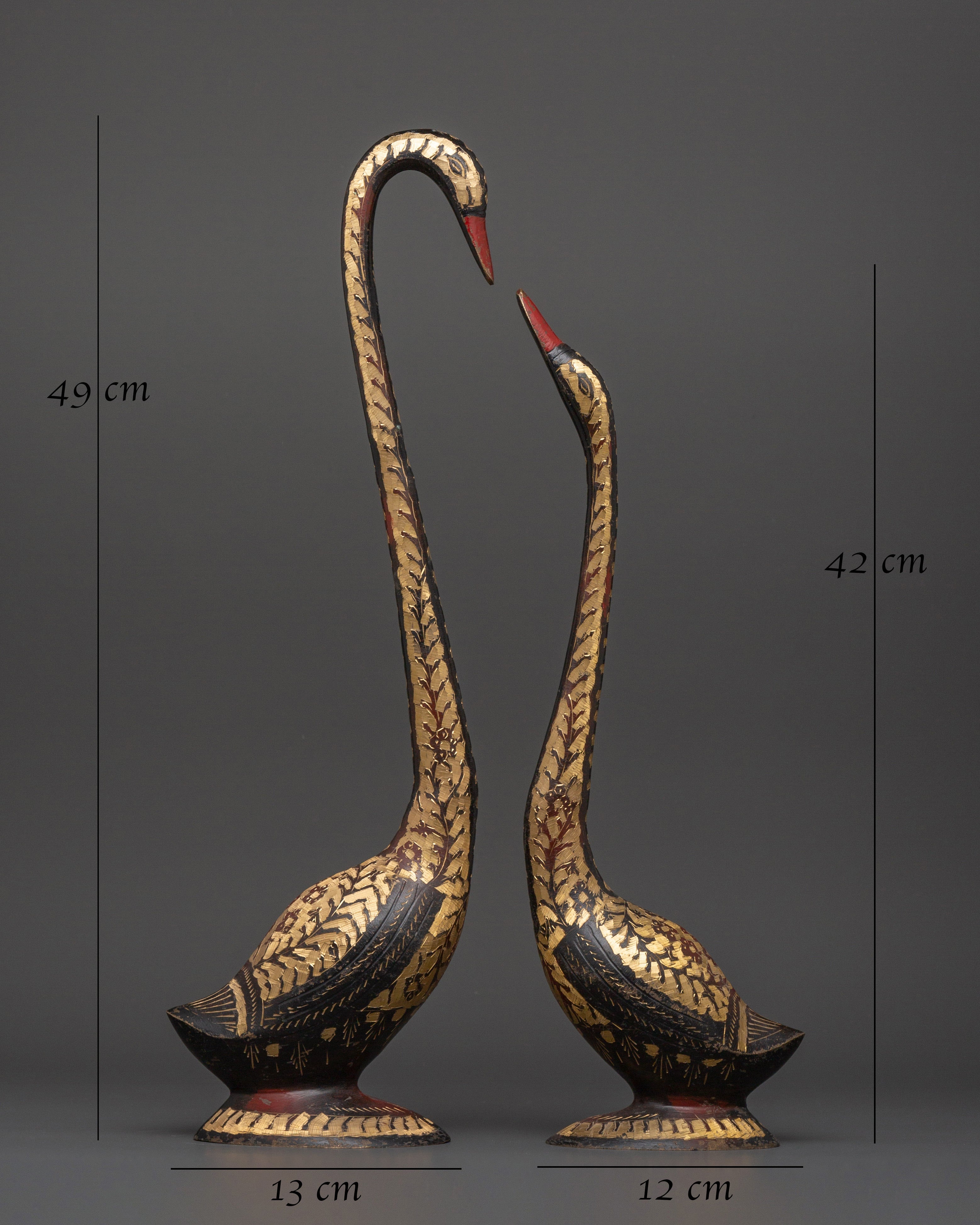 Handcrafted Brass Swan Figurine Set | Elegant Sculptures
