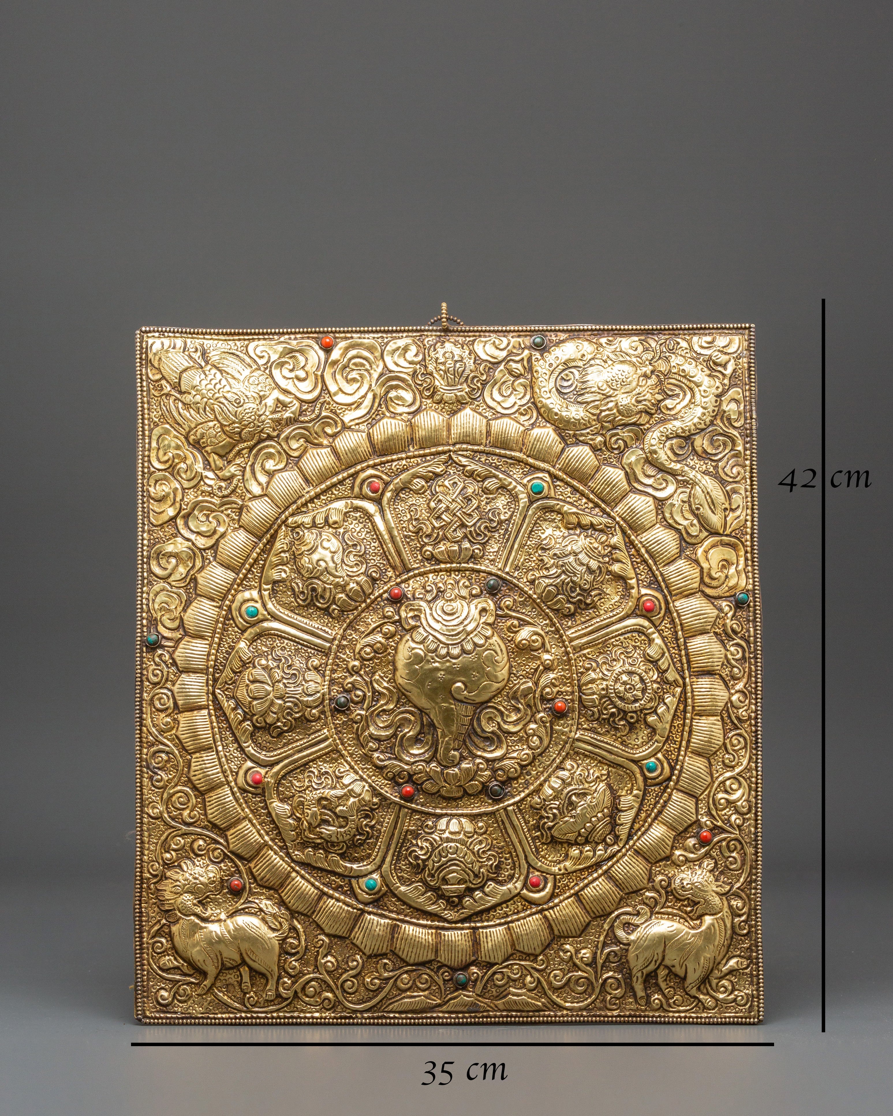 Tibetan Auspicious Symbol Wall Hanging | Handcrafted Brass Buddhist Art