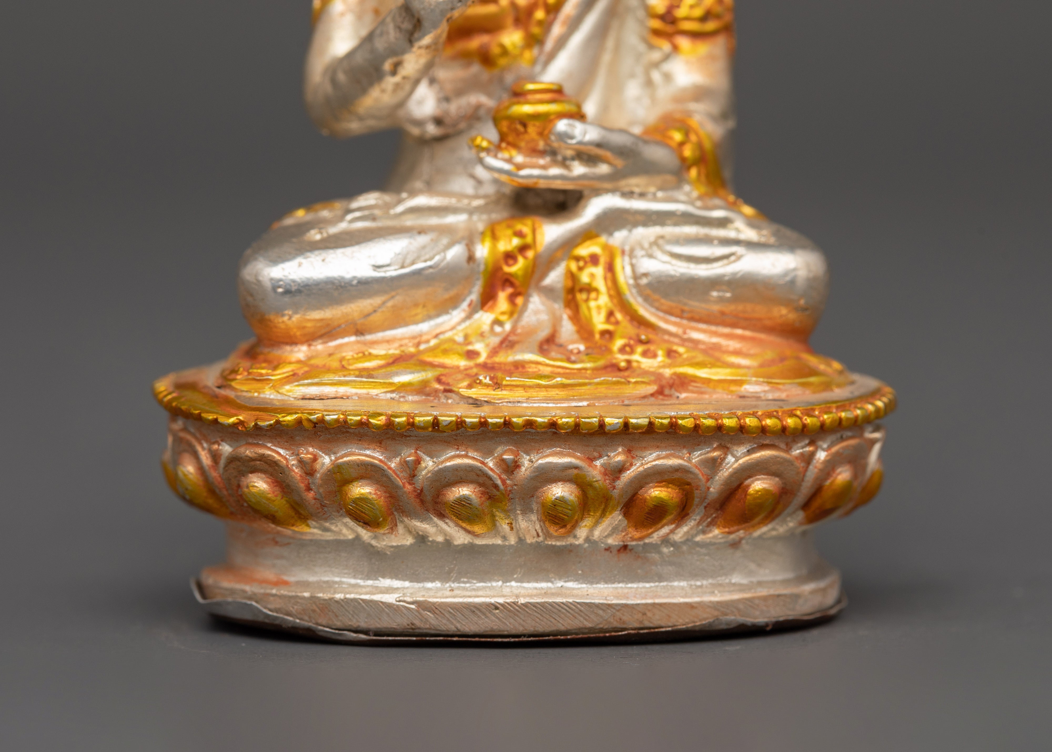 Amogasiddhi Buddha Statue | Brass Figure with Silver & Gold Plating