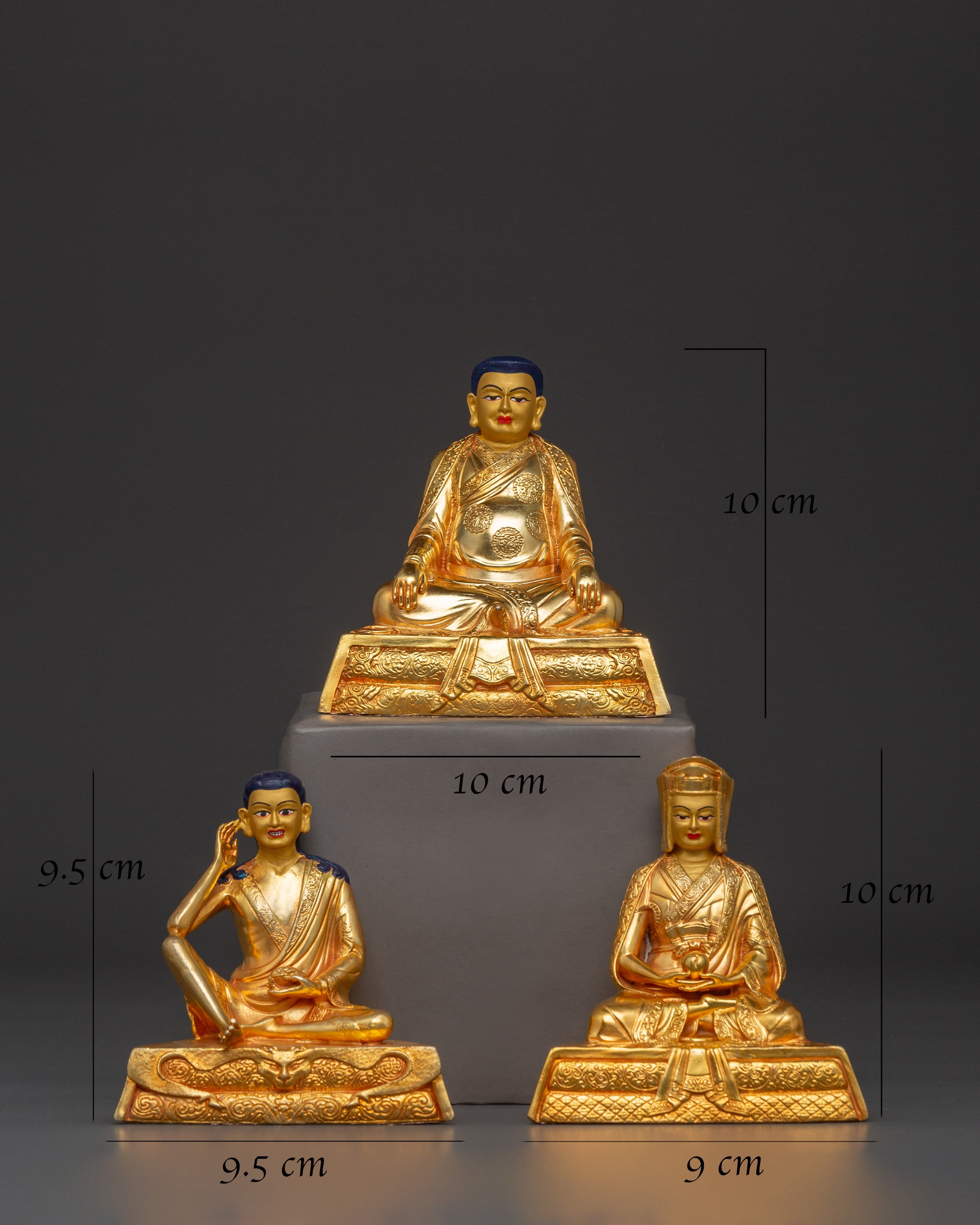 Handcrafted Tibetan Marpha Set | Marpha, Gongopa & Milarepa Statues