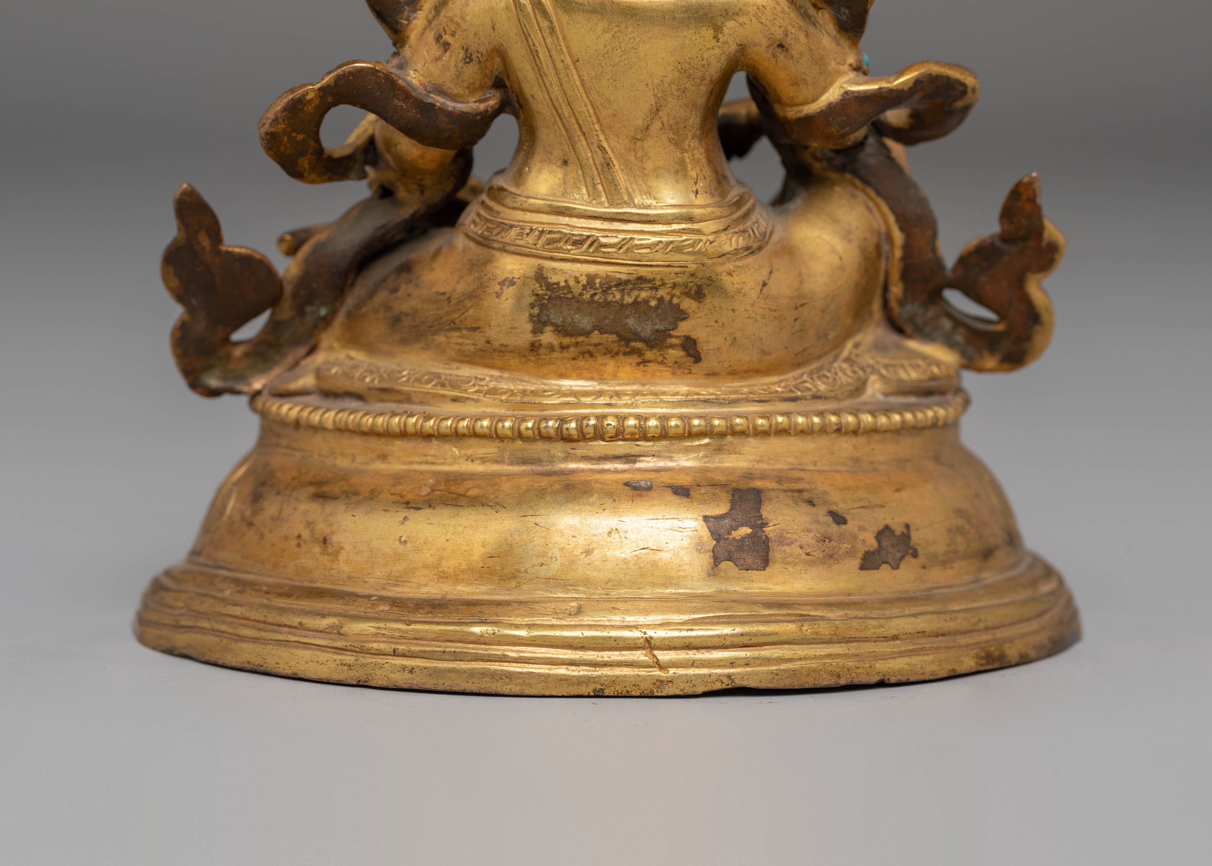 Handcrafted Copper Sculpture of Dzambhala for Altar and Dharma Decor