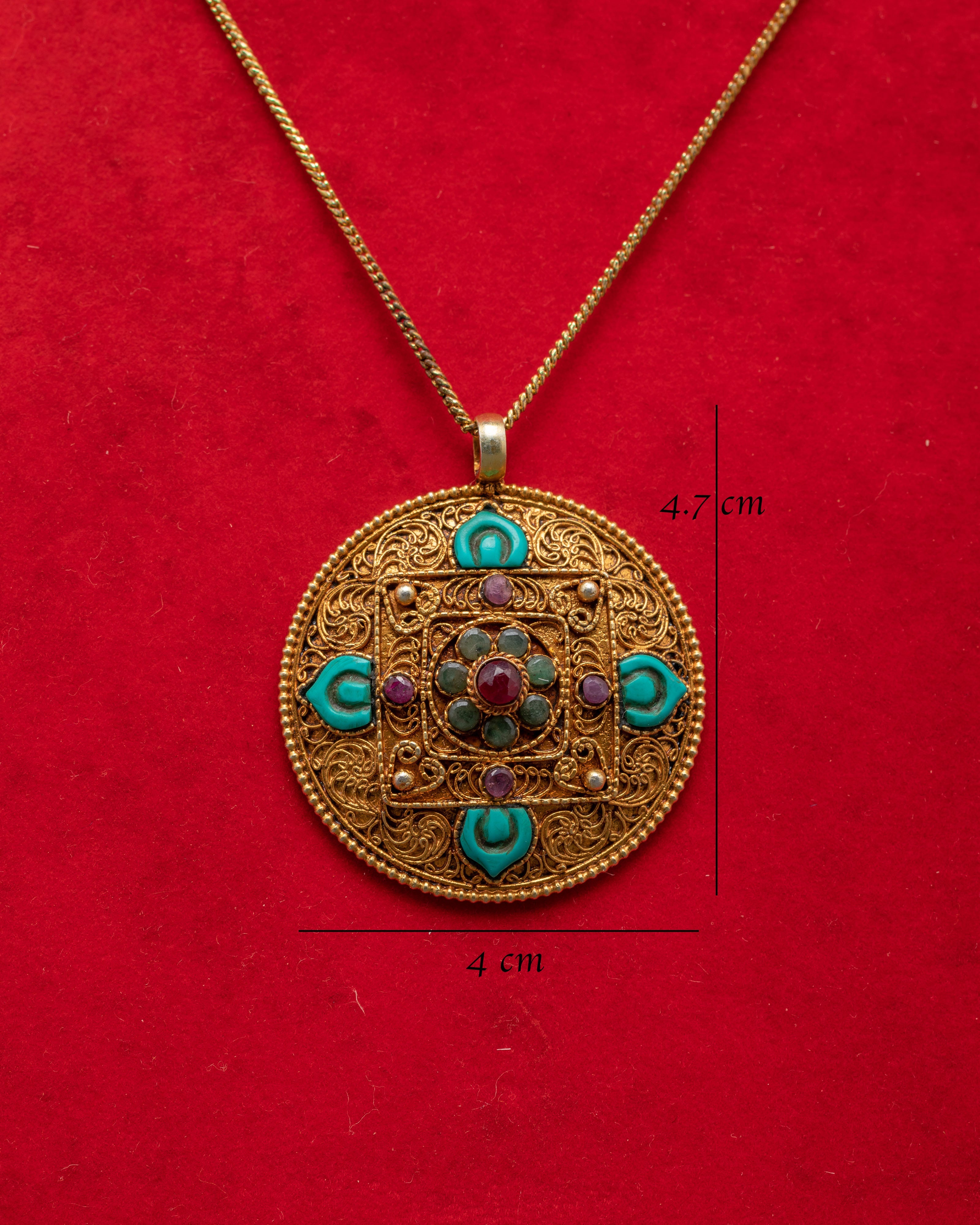 Gold Plated Pendant with Panna | Locket For Prosperity & Protection