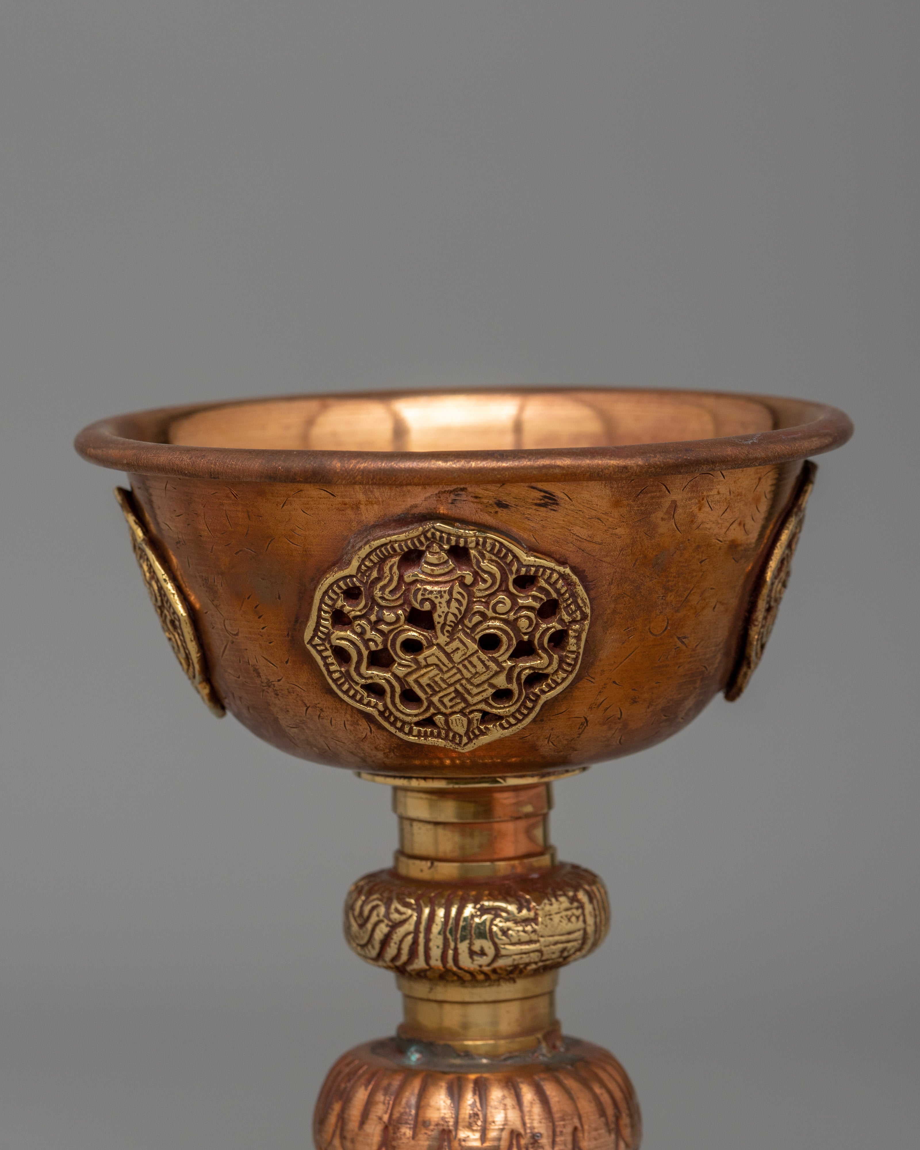 Tibetan Altar Butter Lamp Vessel | Traditional Copper Offering Lamp
