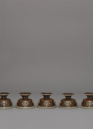 Seven Tibetan Offering Bowls | Beautiful Motifs for Rituals & Ceremonies
