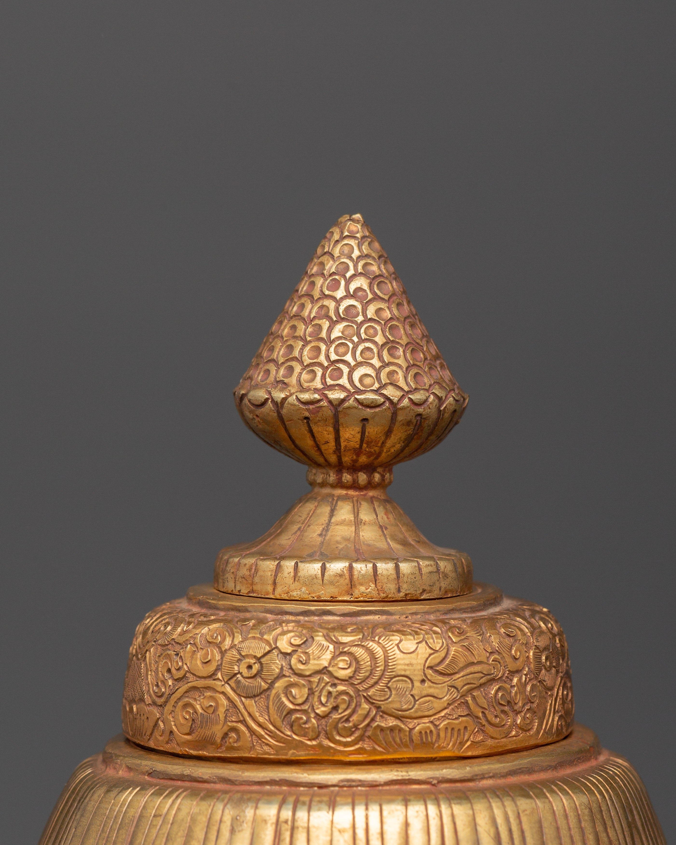 Copper Rice Pot for Ritual Offering | Gold Plated Sacred Buddhist Vessel