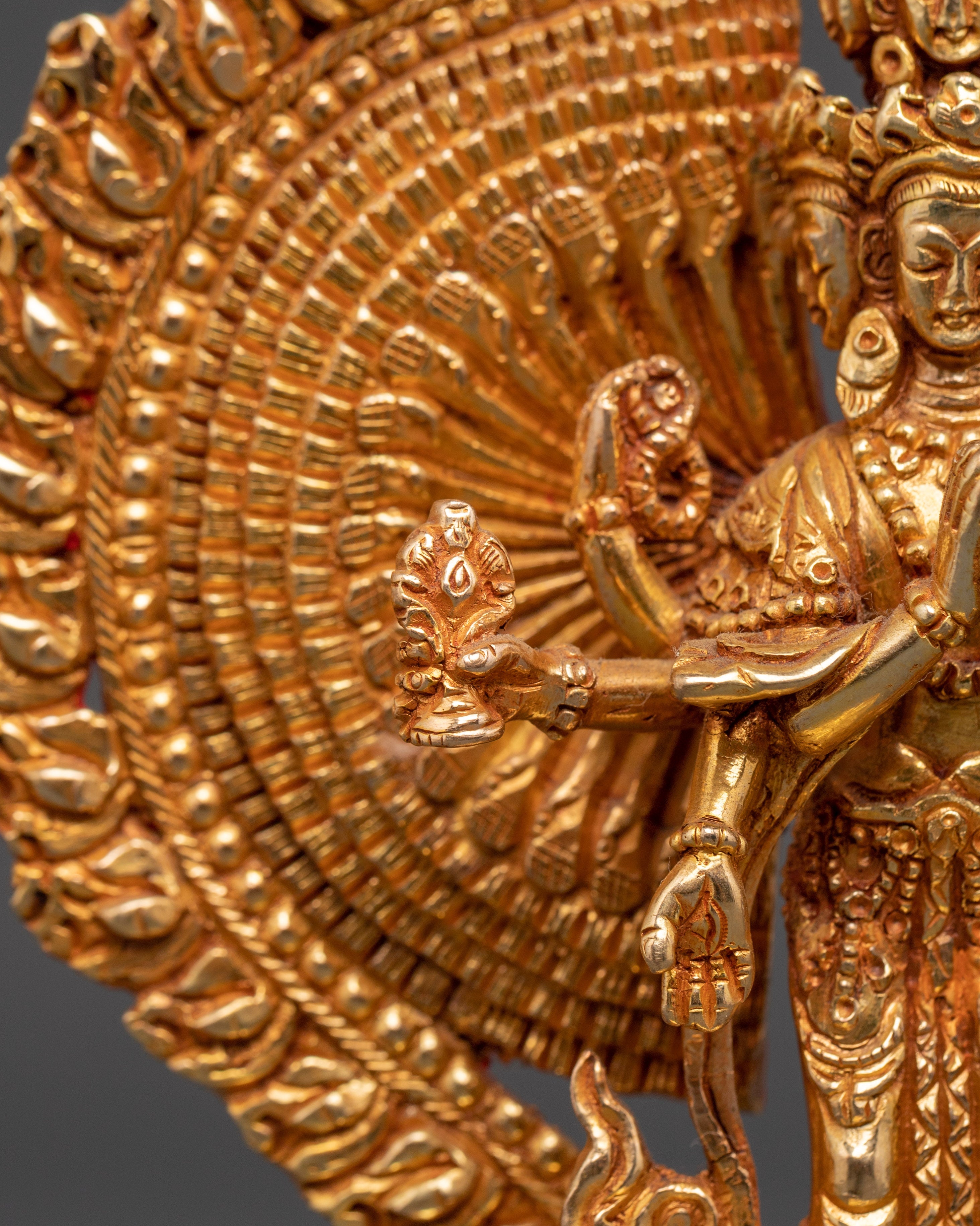Thousand Armed Chenrezig Copper Statue | Gold Plated Avalokiteshvara