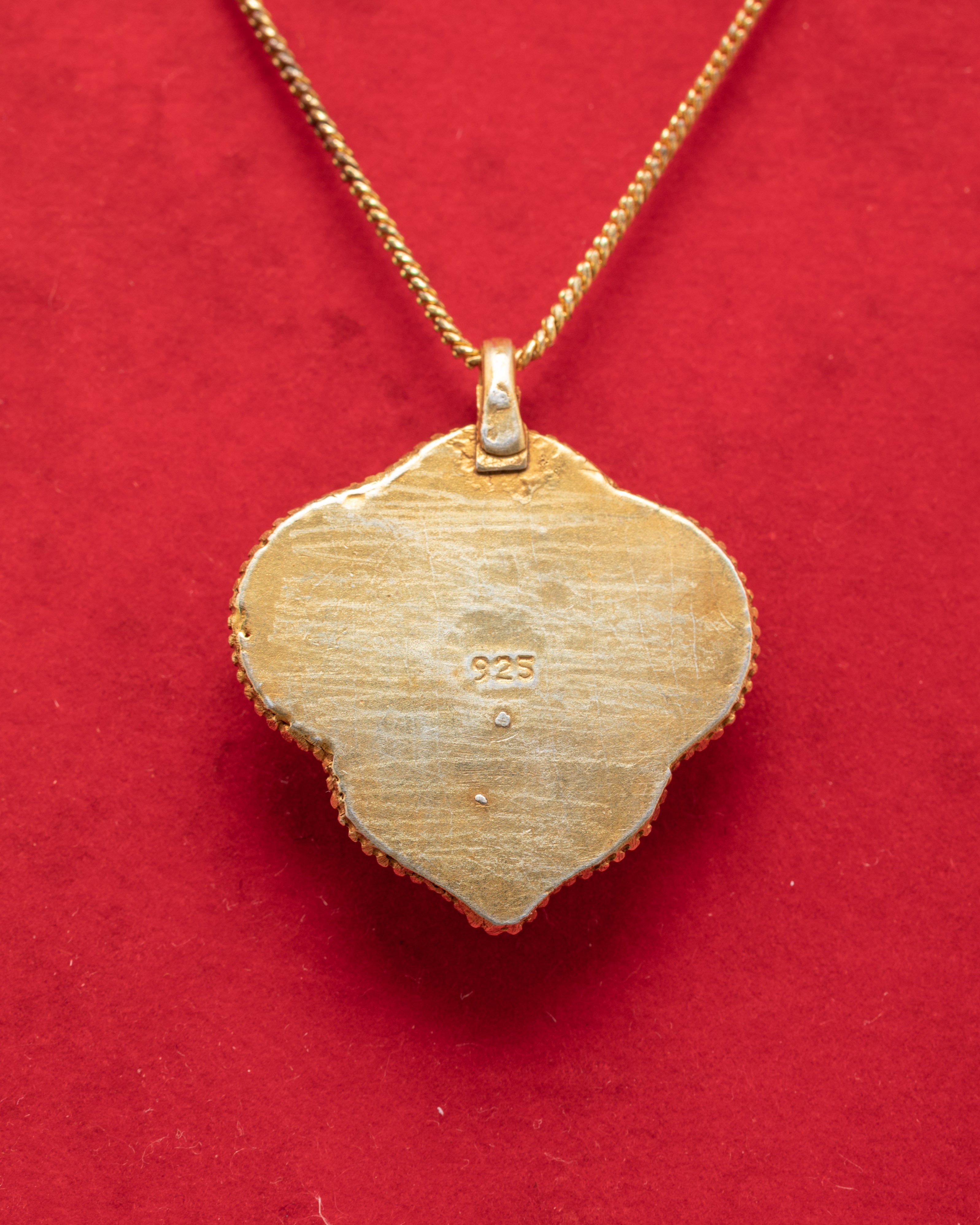 Gold Plated Leaf Locket | Locket with Ruby and Panna Stones