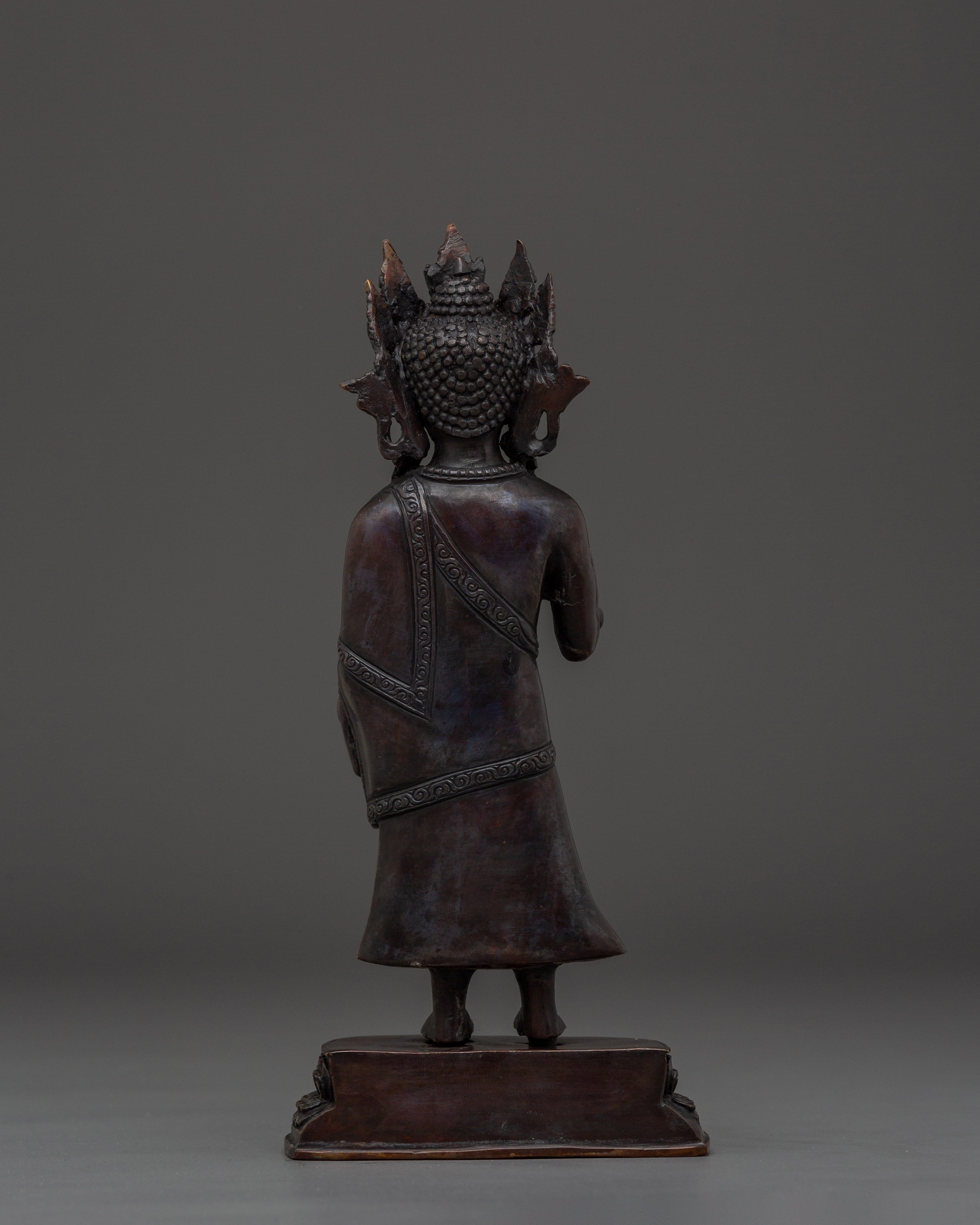 Standing Buddha Copper Statue | Spiritual Home Decor