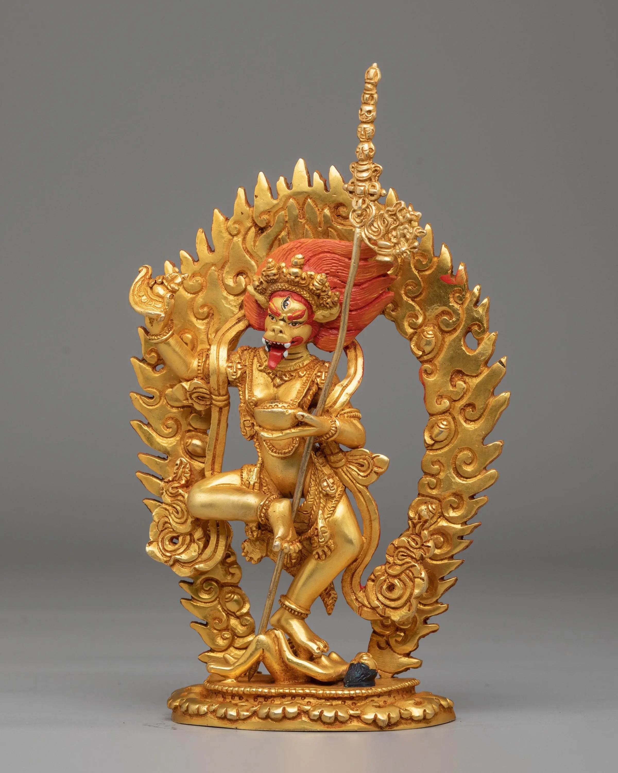Handmade Buddhist Simhamukha Statue | Tibetan Goddess Sculpture