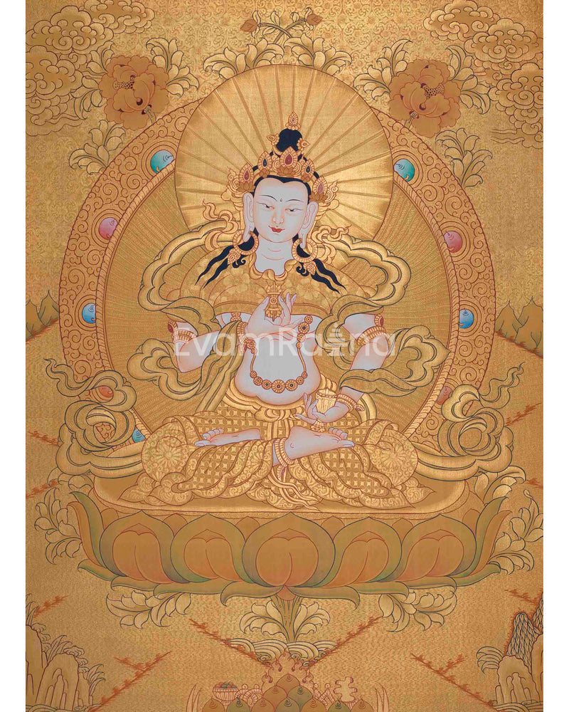 24K Gold Vajrasattva Thangka 