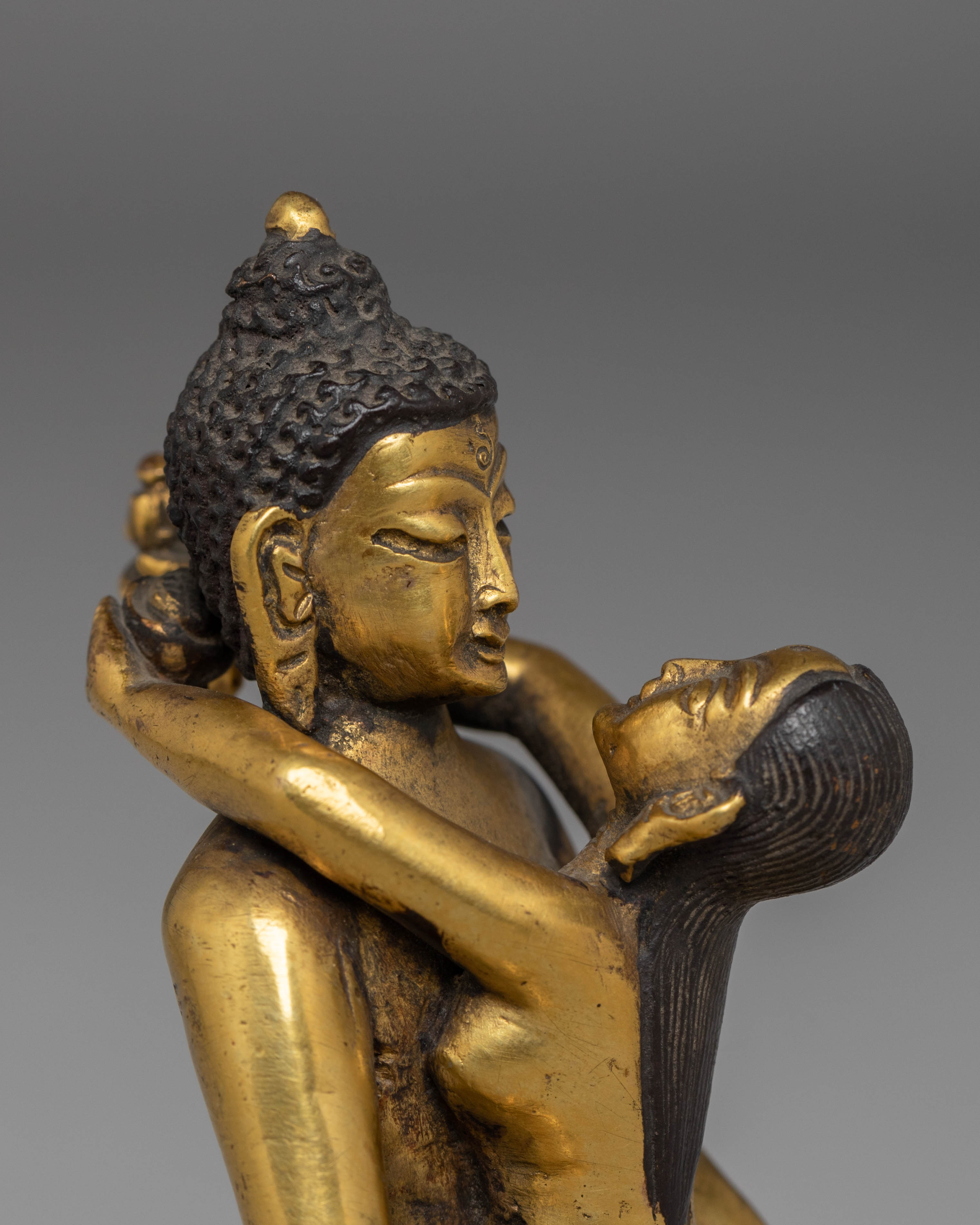 Samantabhadra with Samantabhadri Statue | Sacred Gold Plated Buddhist Art