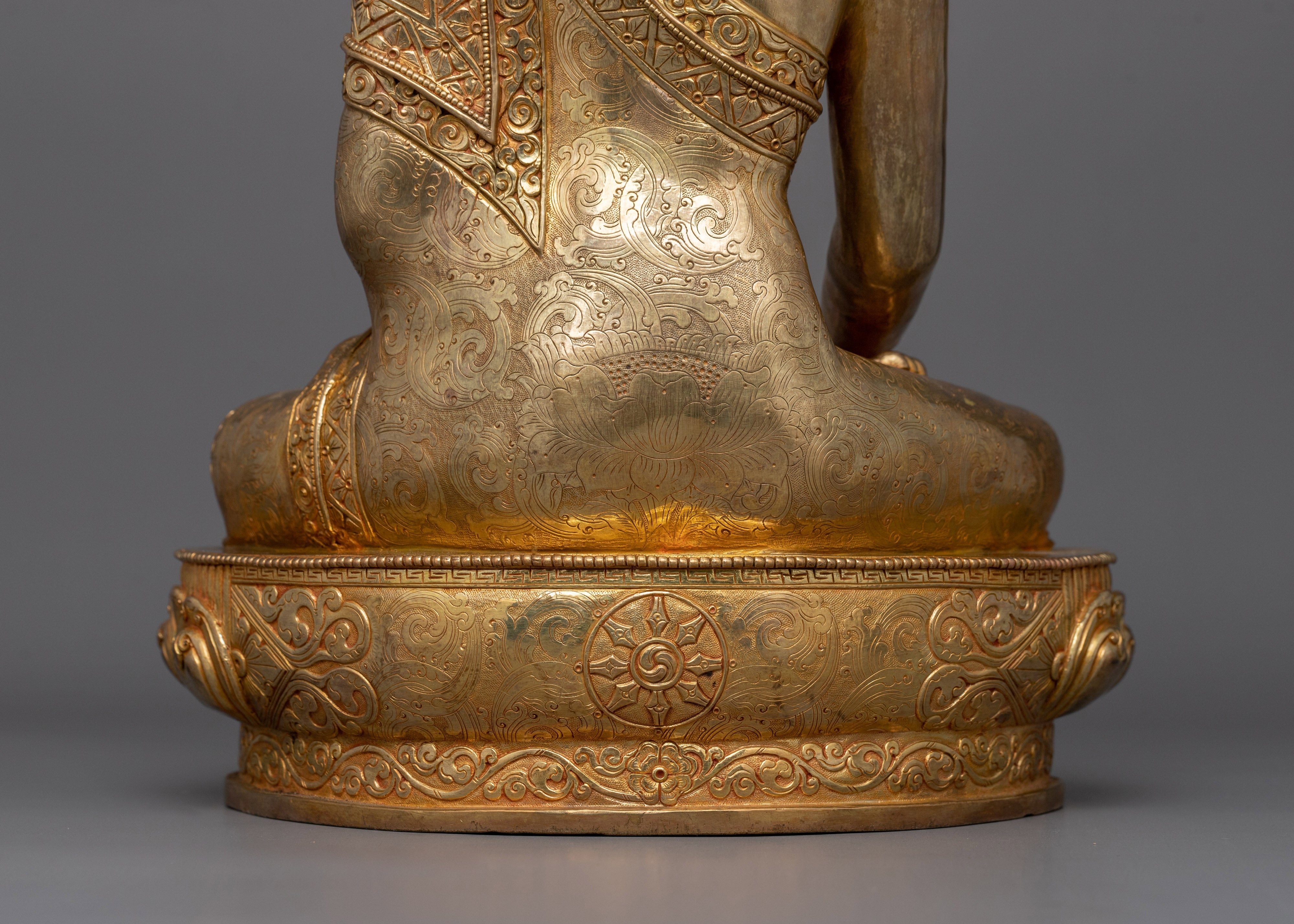 Enlightened Teacher Shakyamuni Buddha Statue | 24K Gold-Gilded Sculpture