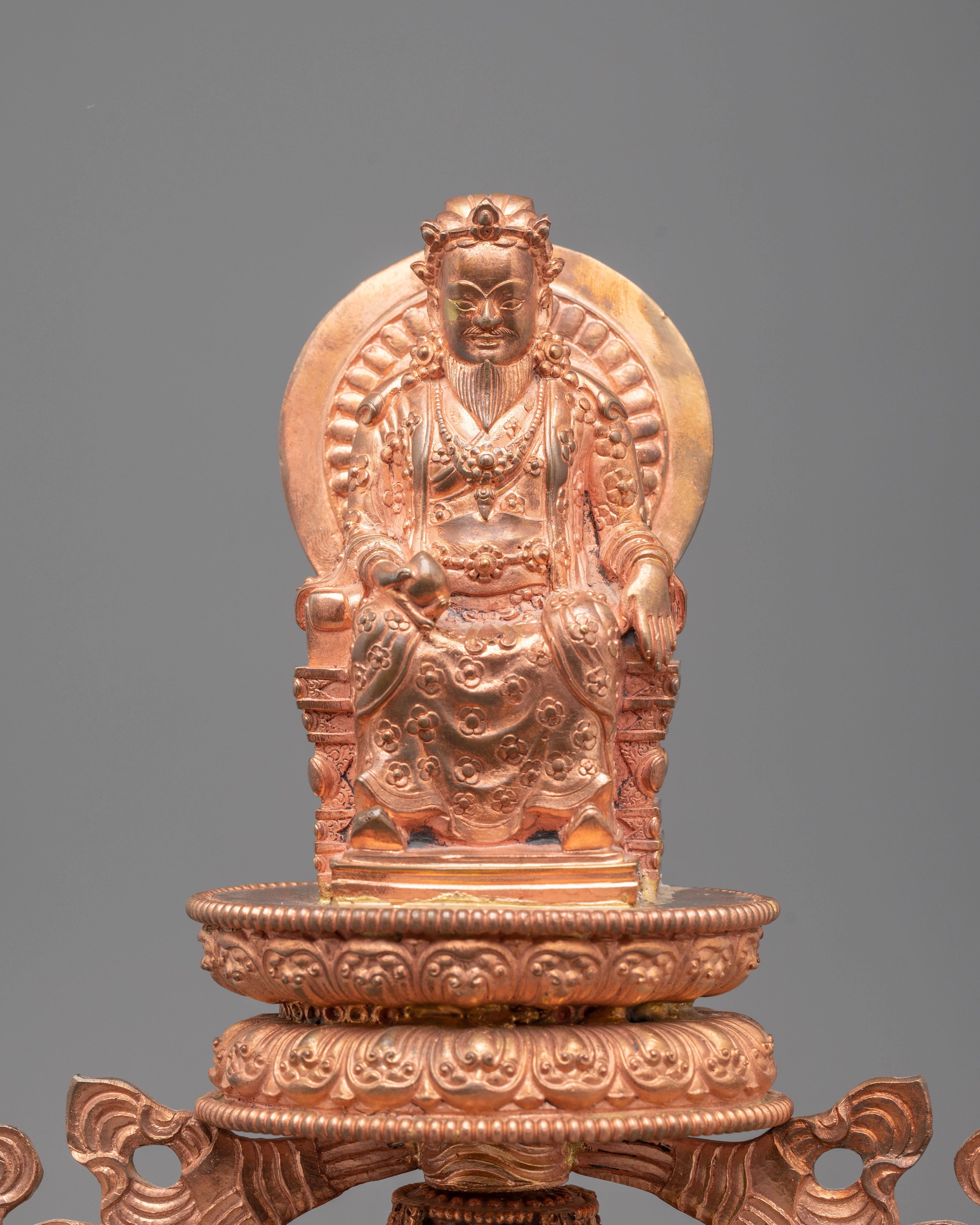 Sacred Buddhist Raja Rani Decorative Set | Copper Royal Figurine Collection