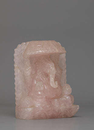 Ganesh Statue in Rose Quartz | Remover of Obstacles, Love & Prosperity Symbol
