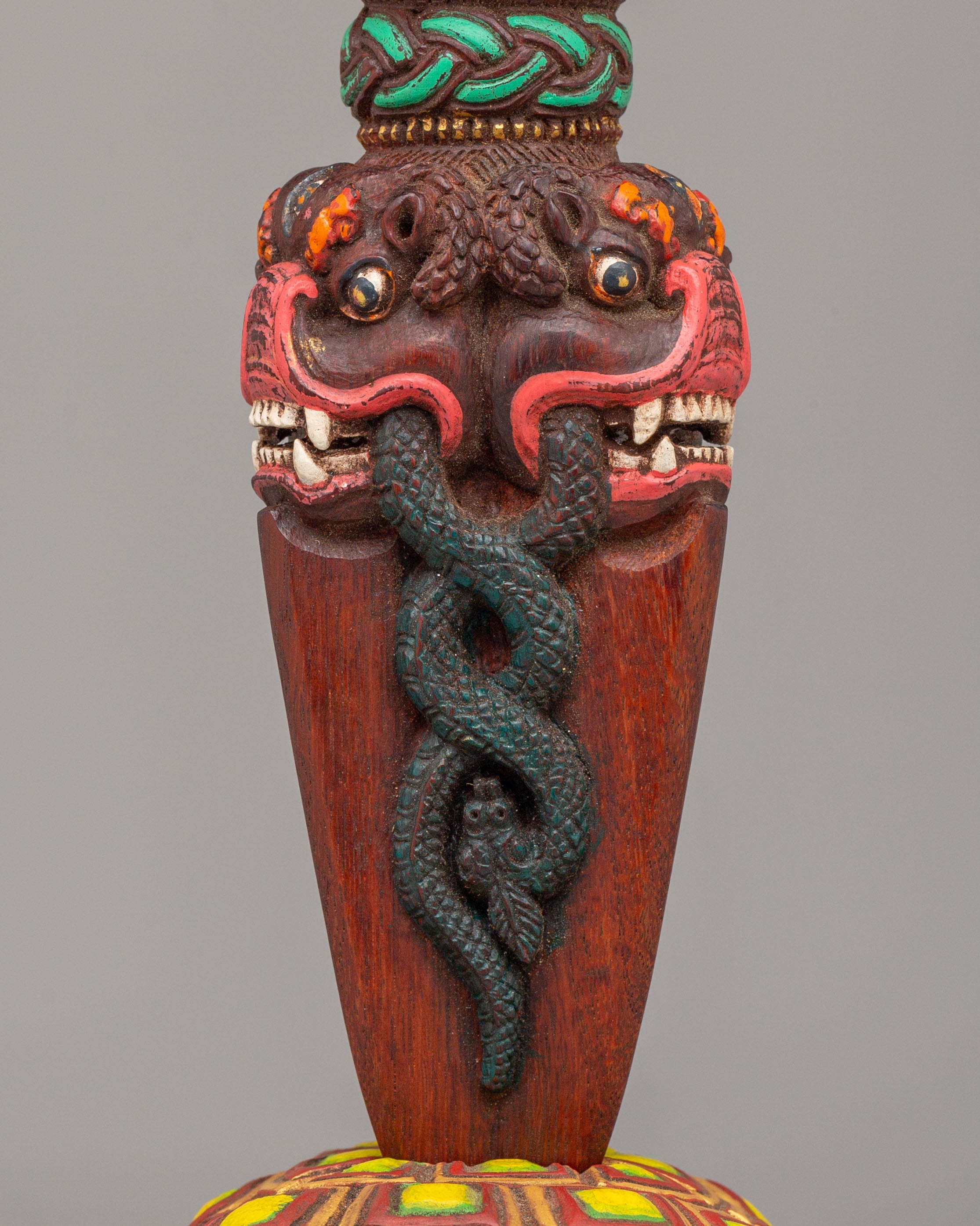 Hand-Carved Phurba with Tortoise Base | Traditional Vajrayana Ritual Dagger