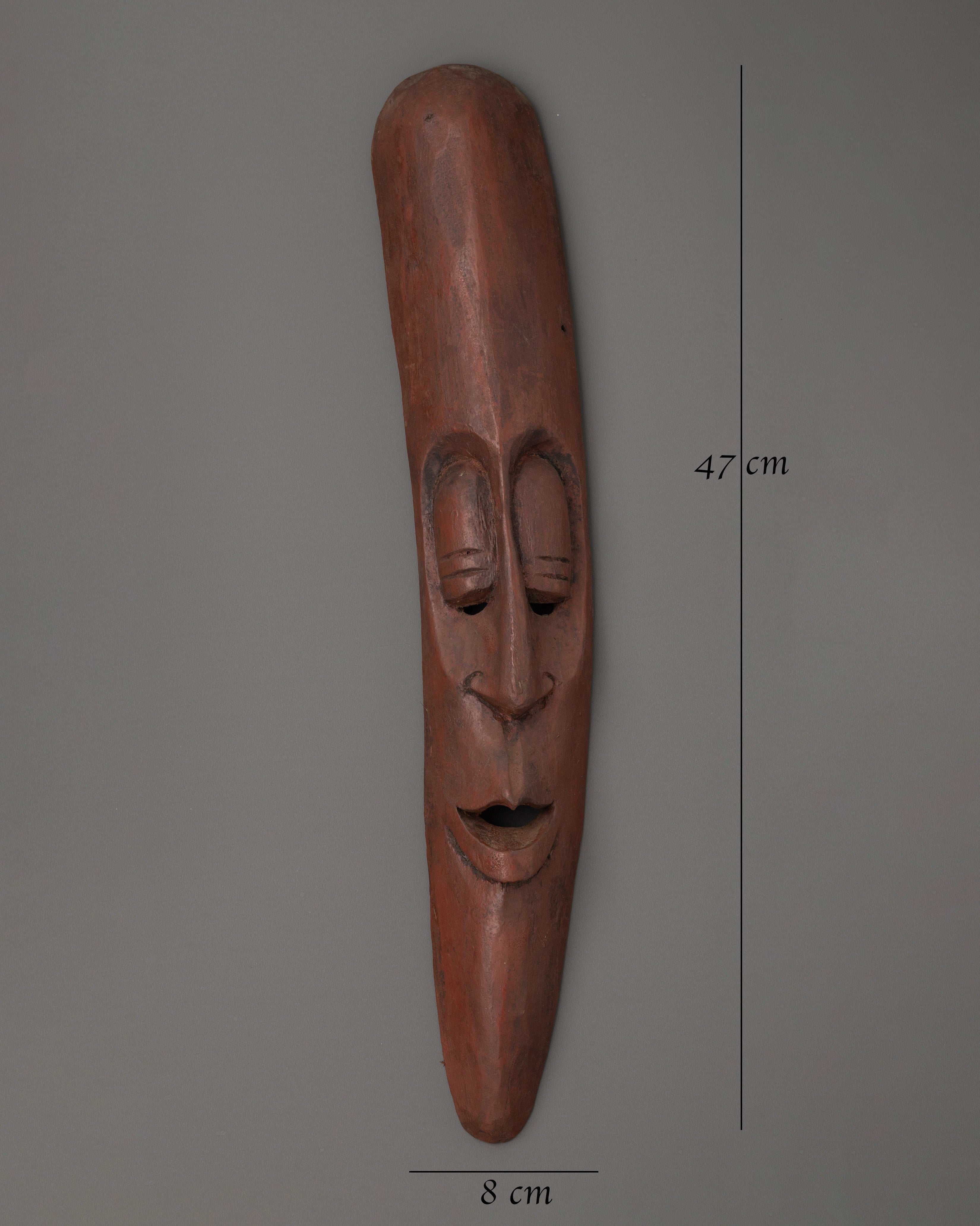 Handcrafted Tibetan Wooden Long Face Mask | Acrylic Painted Decorative Art