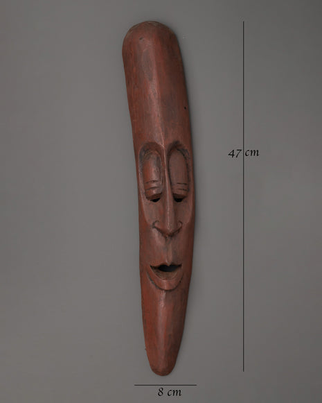 Handcrafted Tibetan Wooden Long Face Mask | Acrylic Painted Decorative Art
