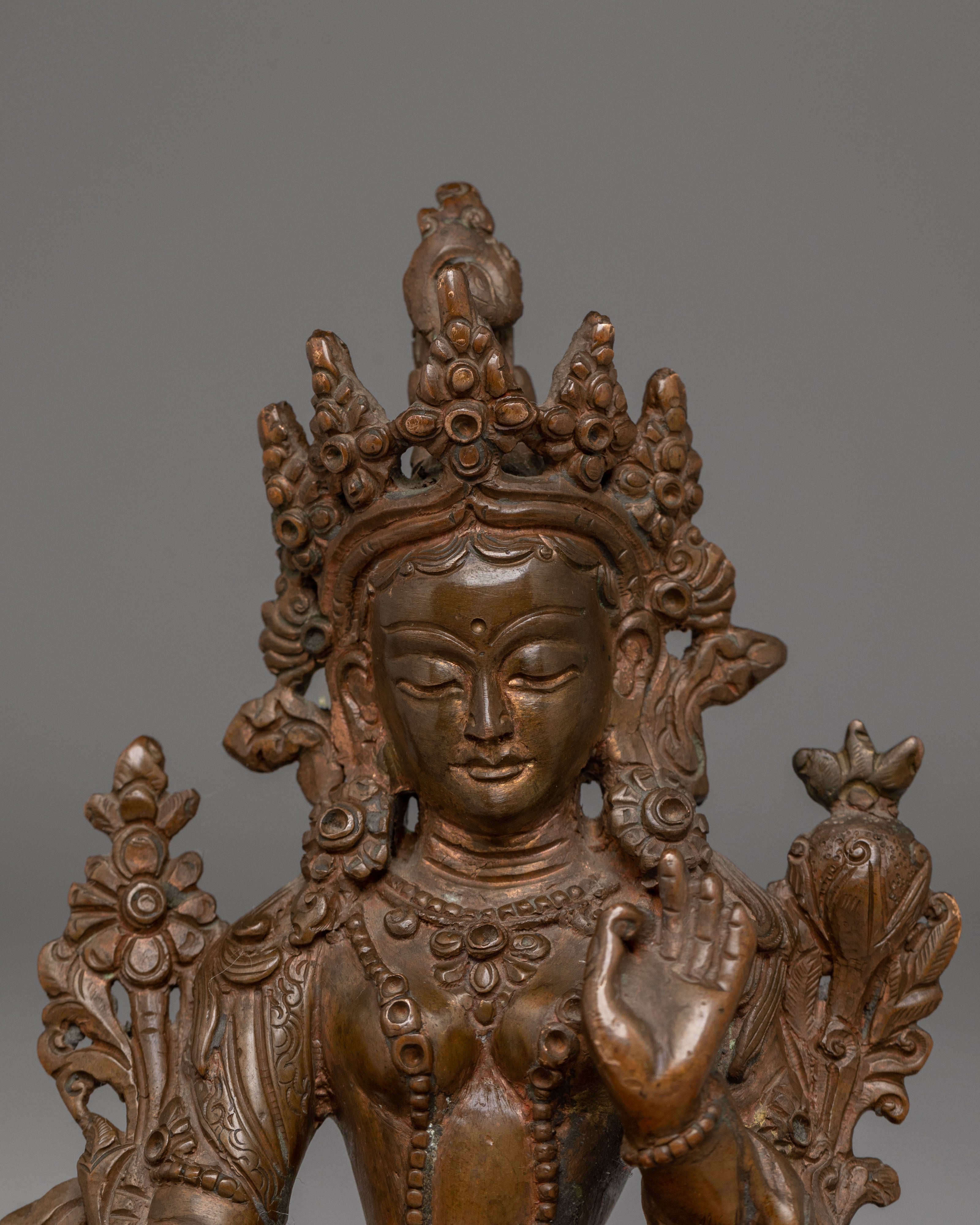 Oxidized Copper Statue of Green | Mother of All Buddhas