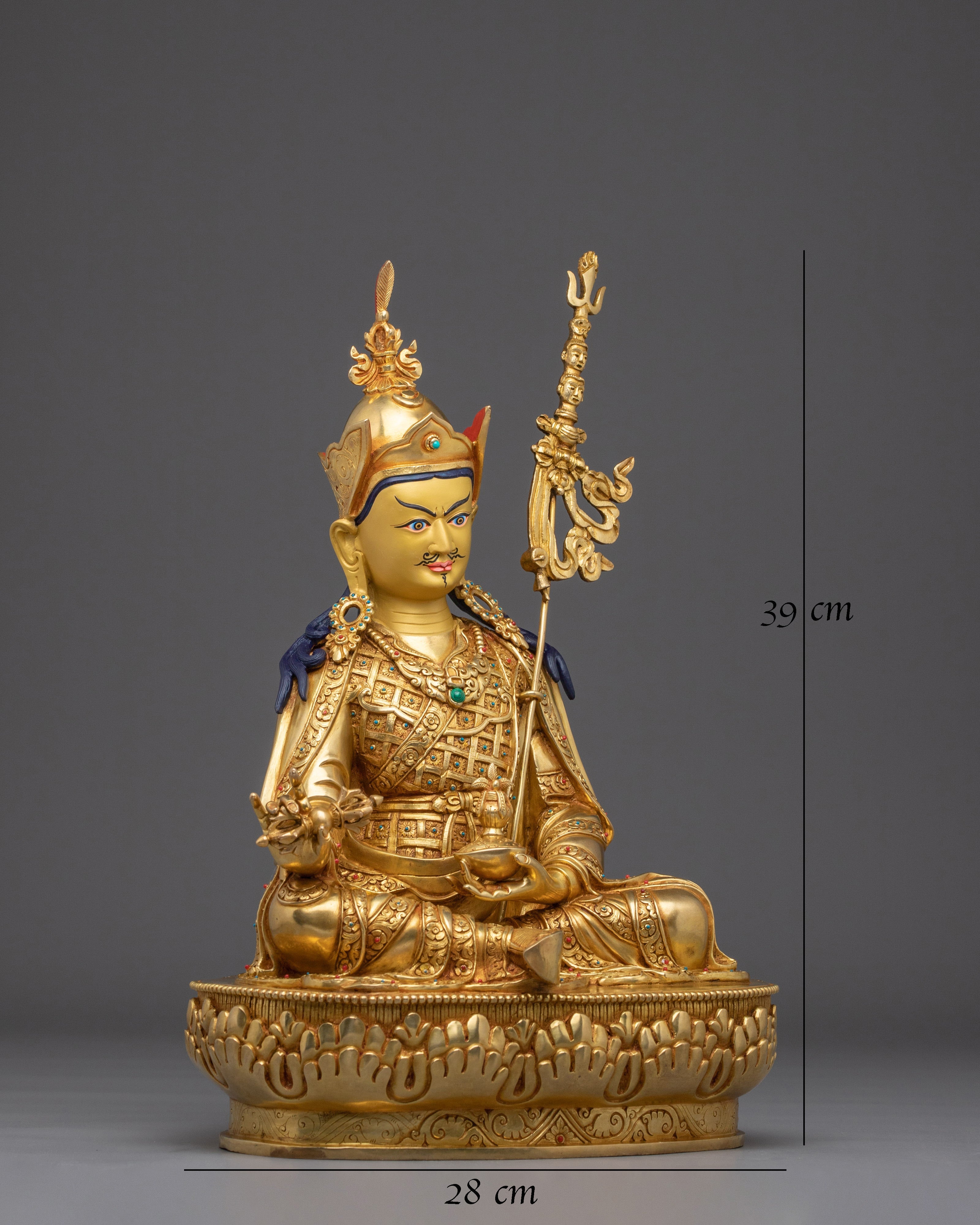 Golden Guru Rinpoche Statue Crafted with Copper