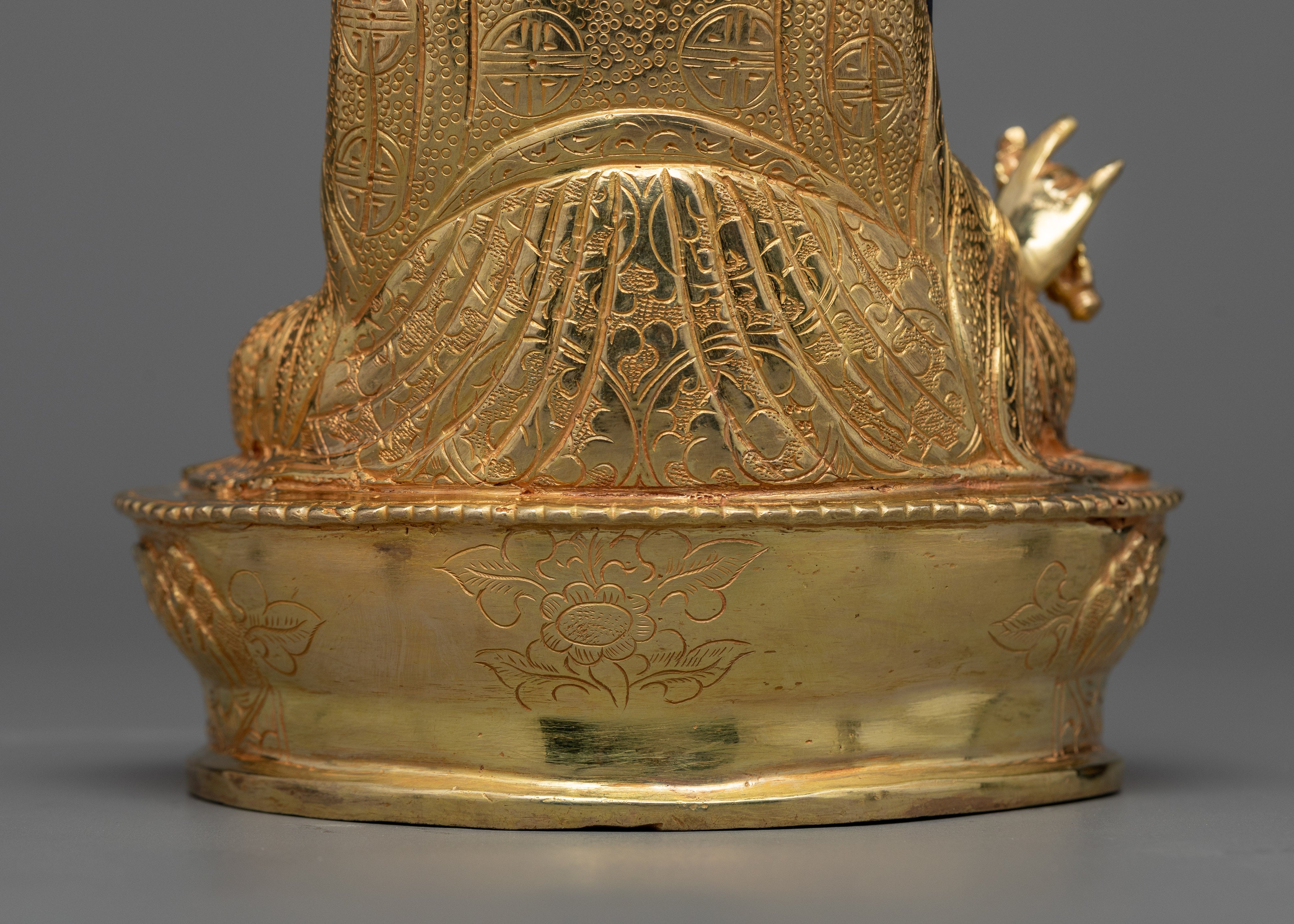 Guru Rinpoche Gold Gilt Statue | A Beacon of Tibetan Wisdom