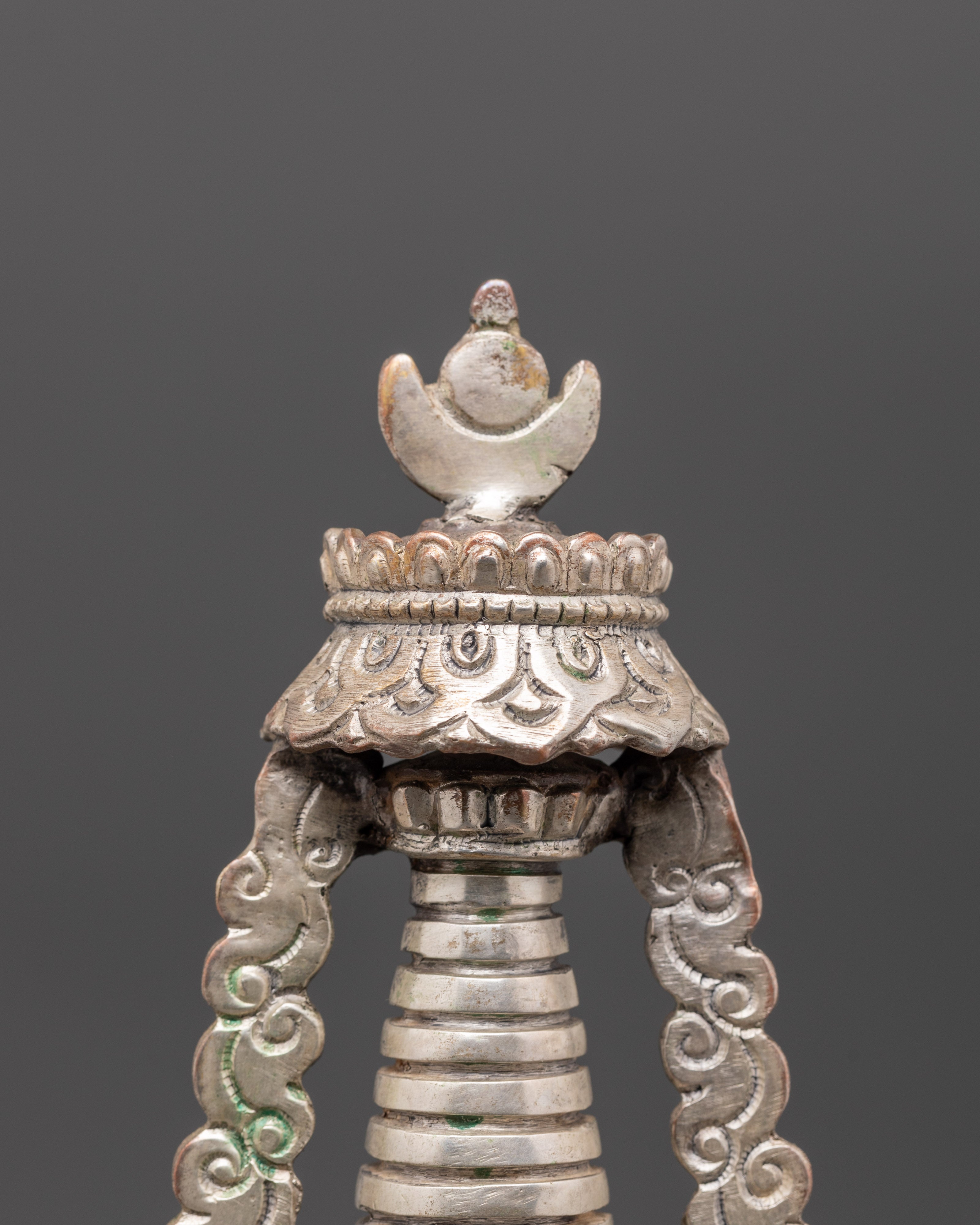 Handmade Silver Plated Buddhist Stupa | Spiritual Altar Decor