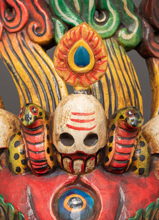 Traditional Bhairav Wooden Wall Mask | Guardian Deity of Protection & Power