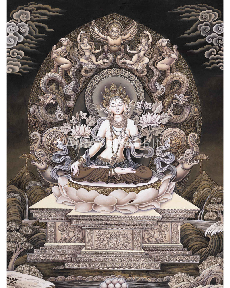 High Quality Giclee White Tara Thangka Print