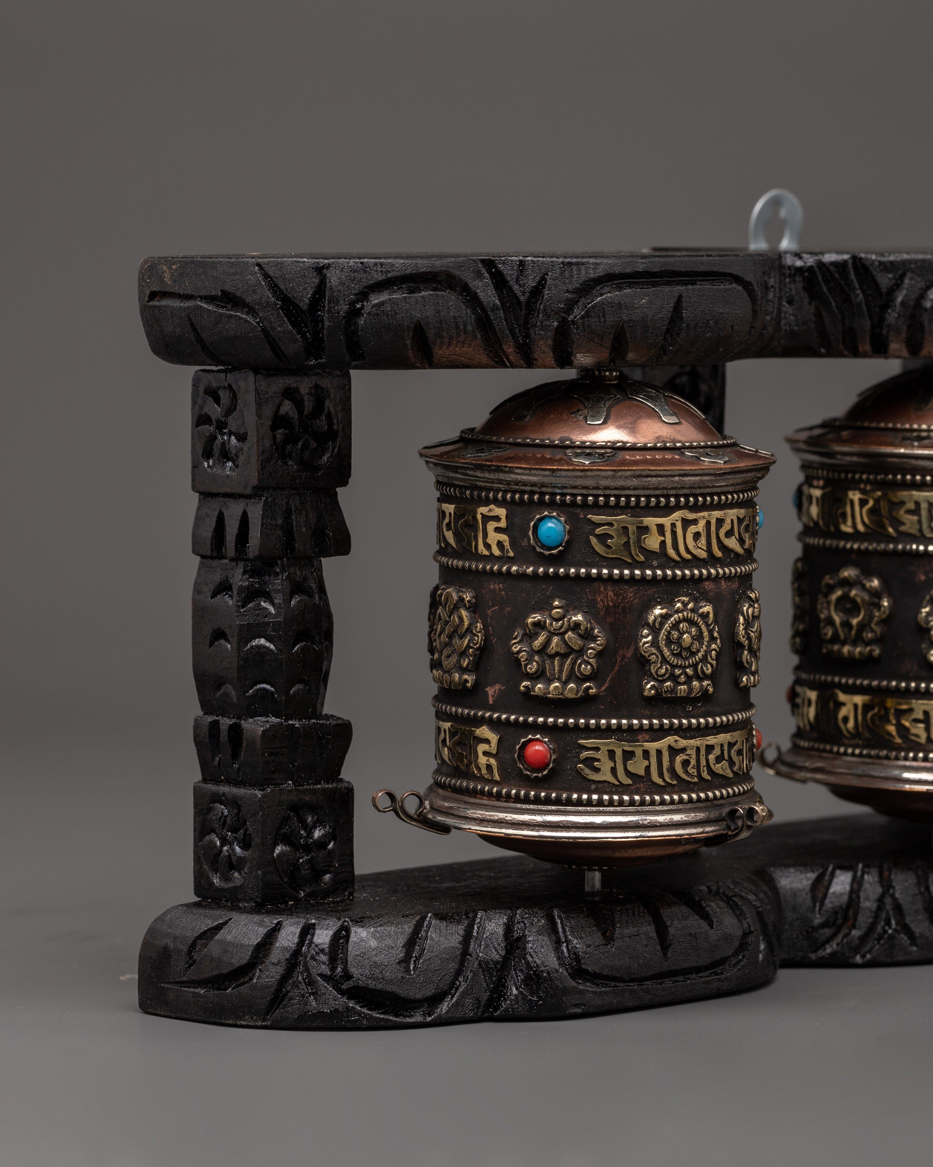 Set of 3 Tibetan Prayer Wheels | Handcrafted Buddhist Spinners