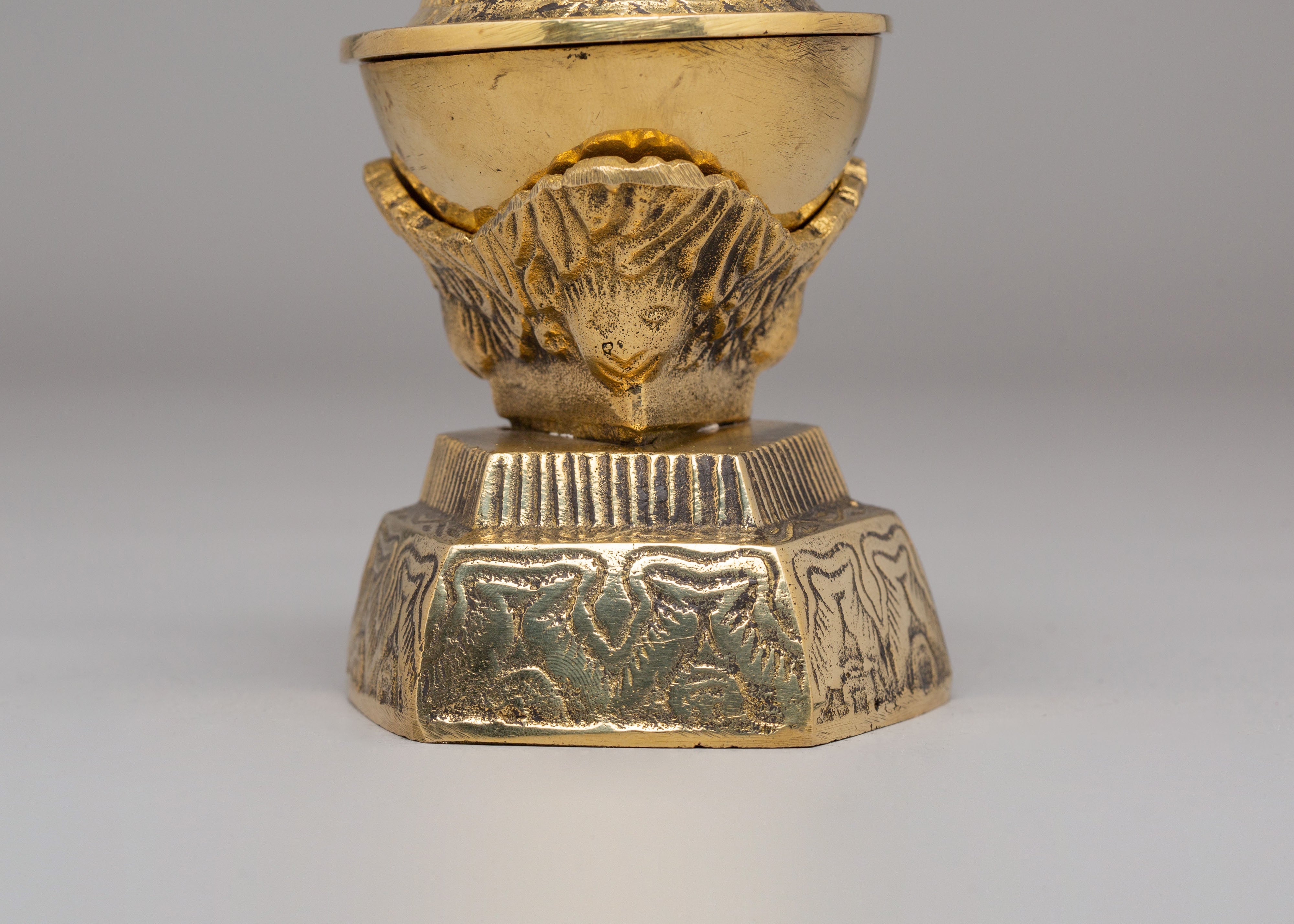 Himalayan Kapala Vessel | Brass Ritual Skull Cup for Puja