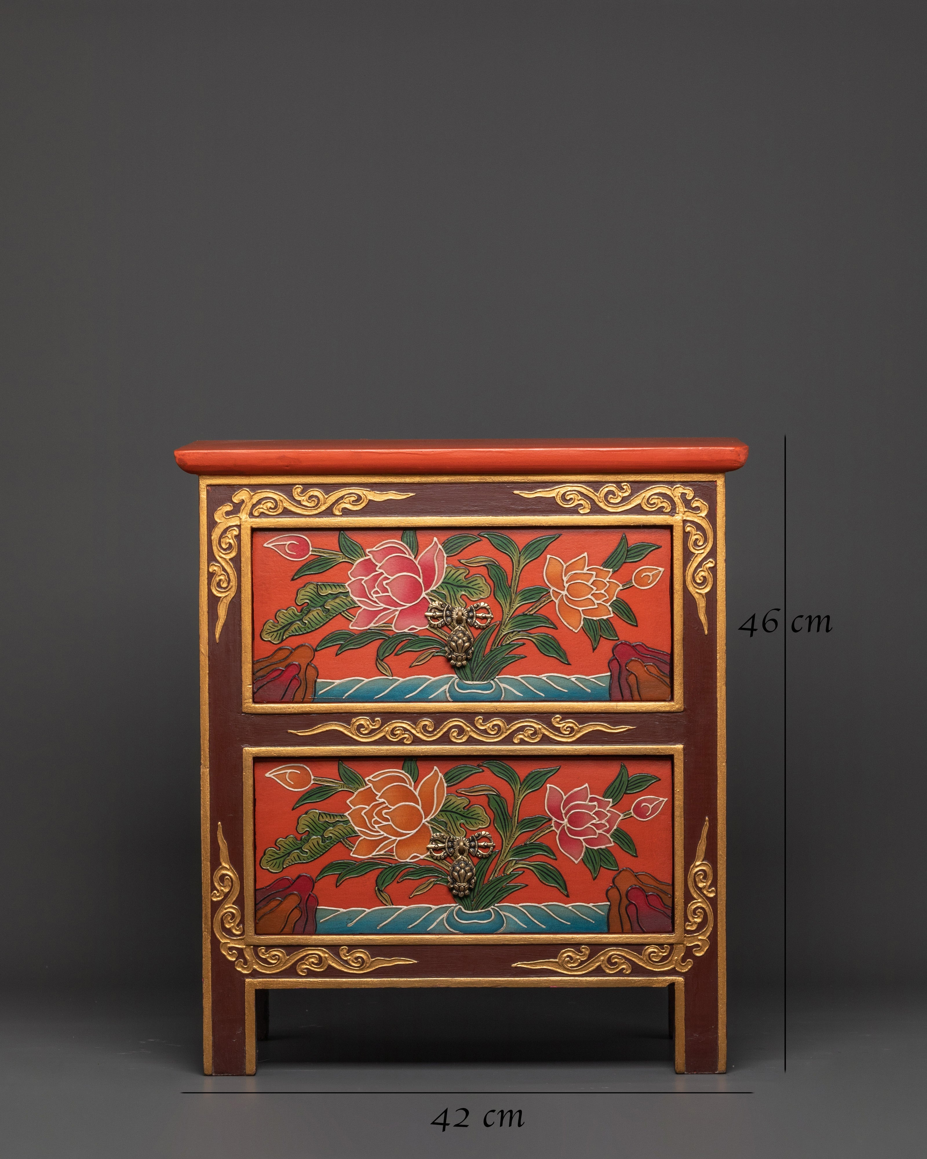 Tibetan Buddhist Drawer Box | Handcrafted Wooden Storage Box