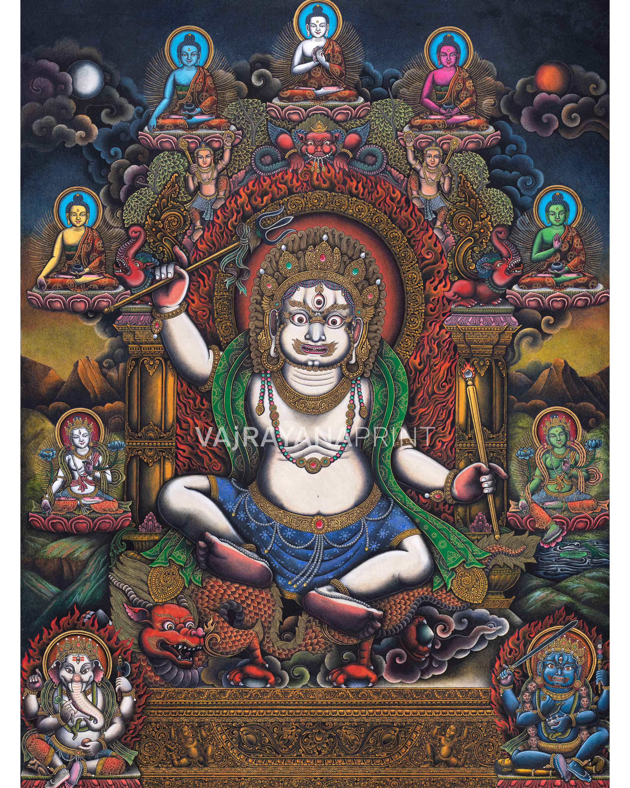 White Mahakala Thangka Print 