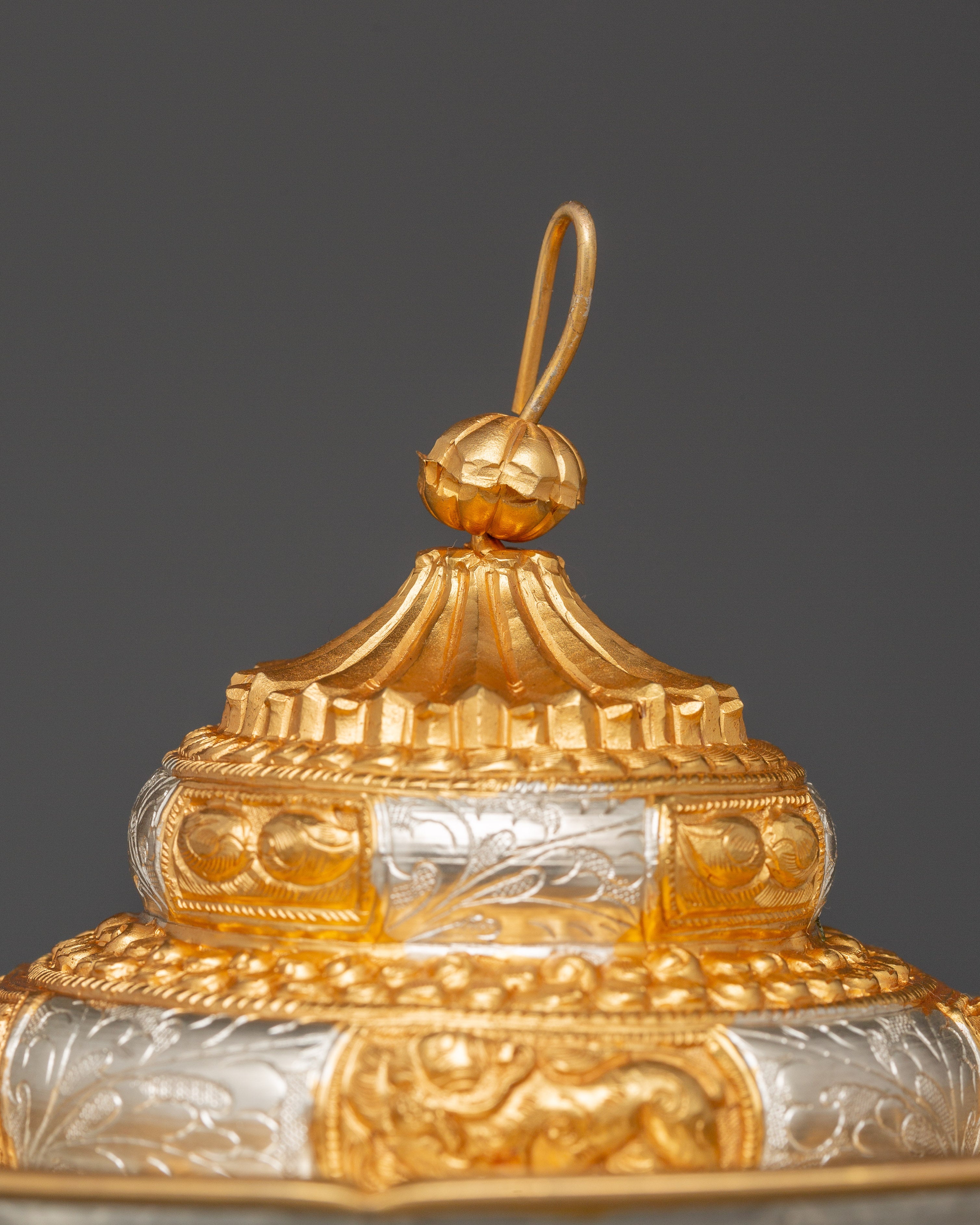 Tibetan Style Tea Cup Cover | Gold & Silver Plated Decorative Tea Cup Cover