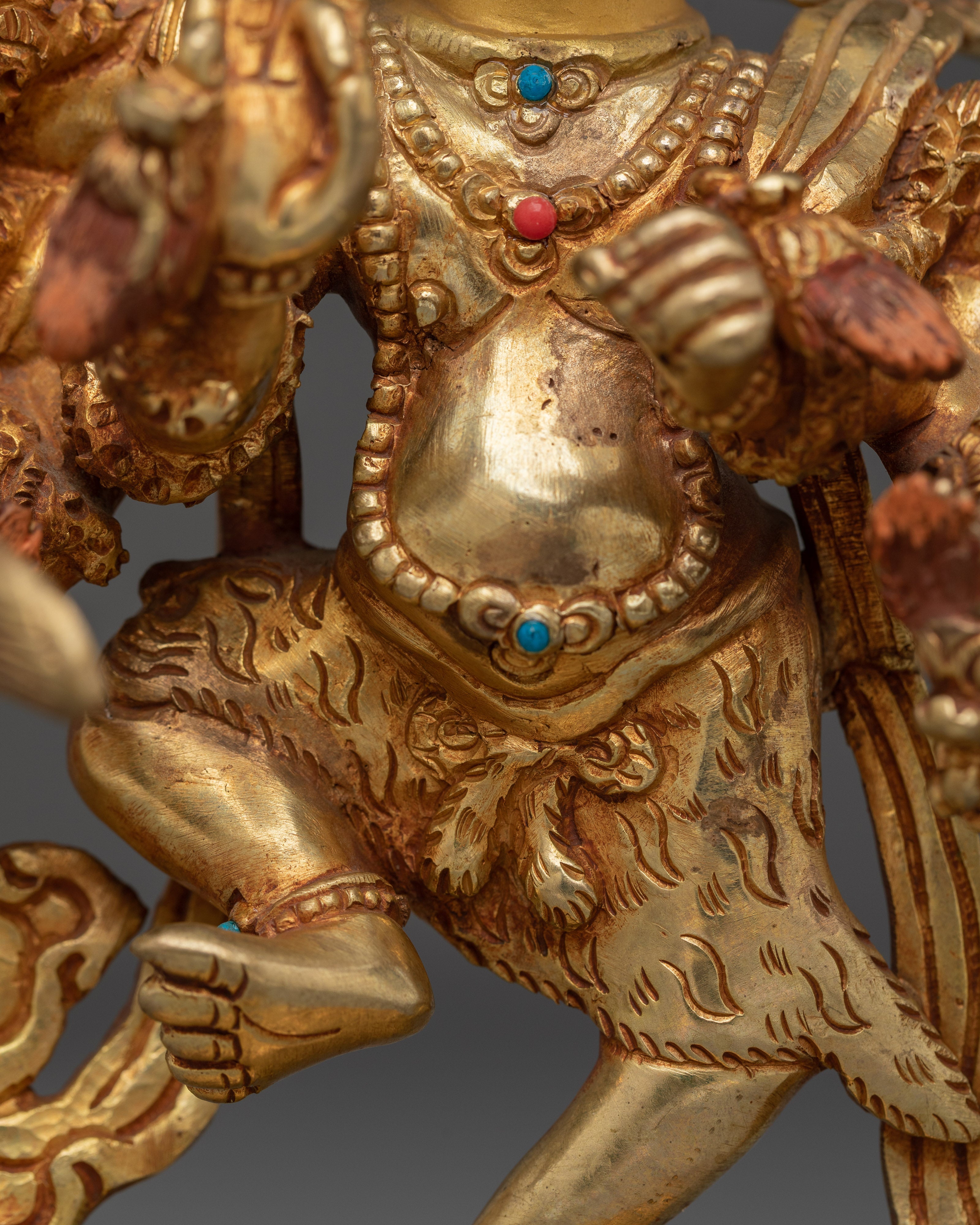 Ucchusma Gold Gilded and Copper Statue | A Fierce Symbol of Protection and Wisdom