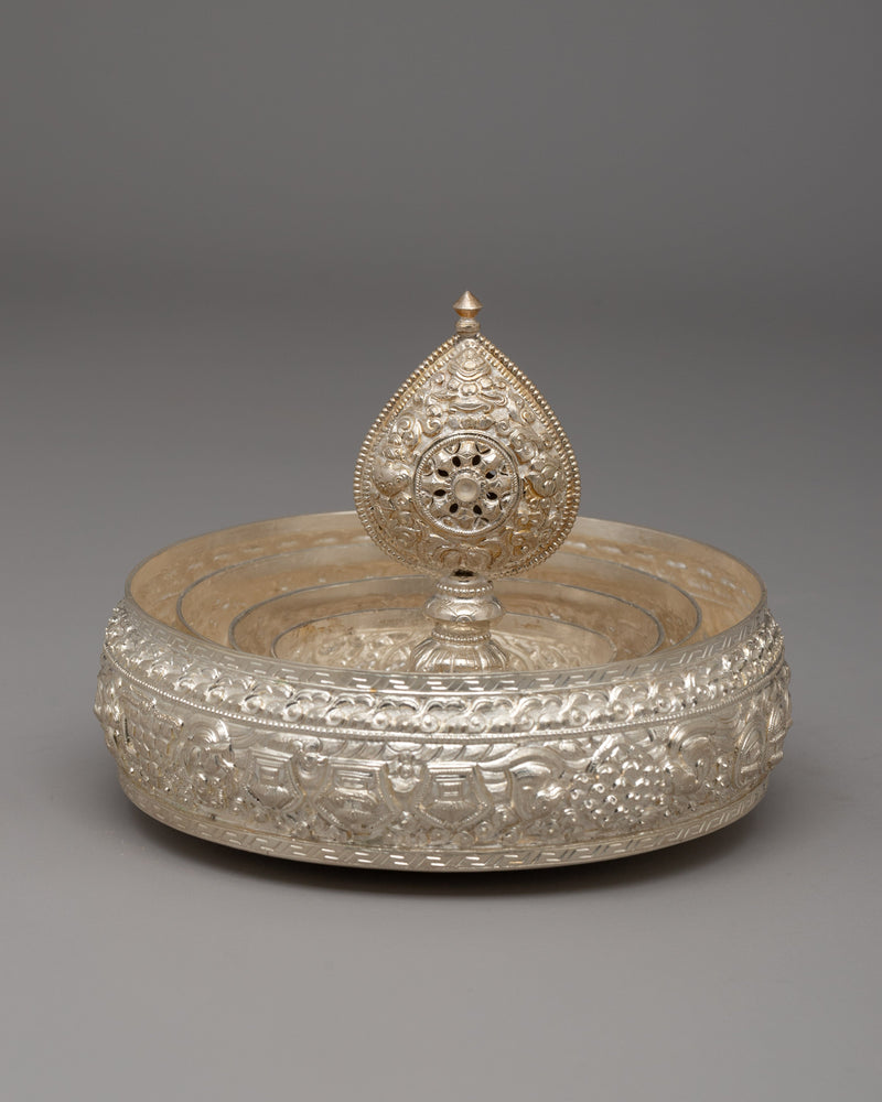 Buddhist Ritual Silver-Plated Mandala : Symbol of Spirituality and Craftsmanship | Buddhist Ritual Artifact